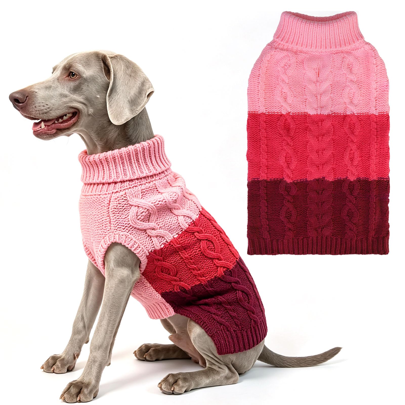 EXPAWLORER Dog Jumper Color Block Fuchsia Large