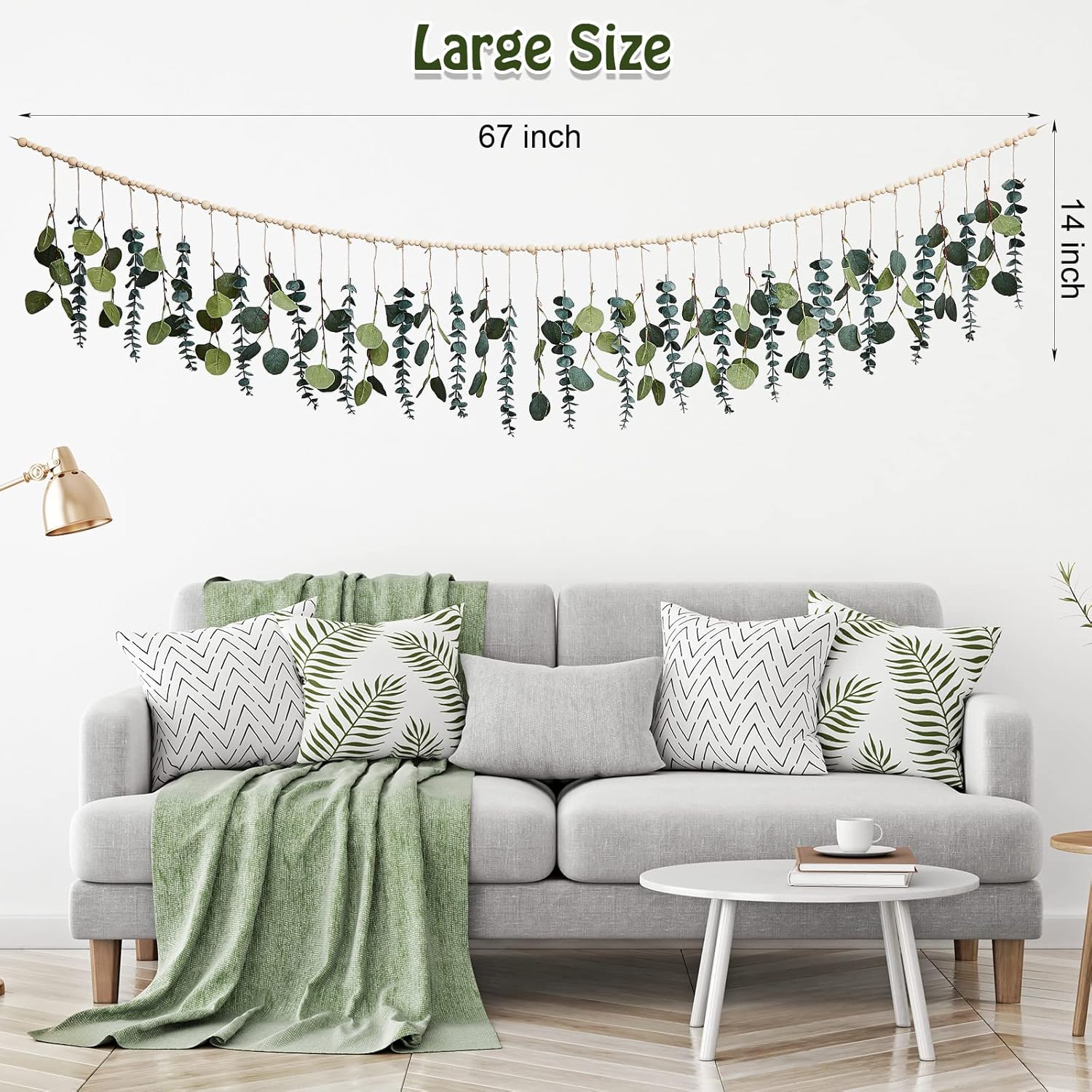 Juexica Artificial Eucalyptus Fall Wall Decor Boho Hanging with LED Light Farmhouse Artificial Greenery Modern Decor with LED for Fall Home Bedroom Office Bathroom Kitchen