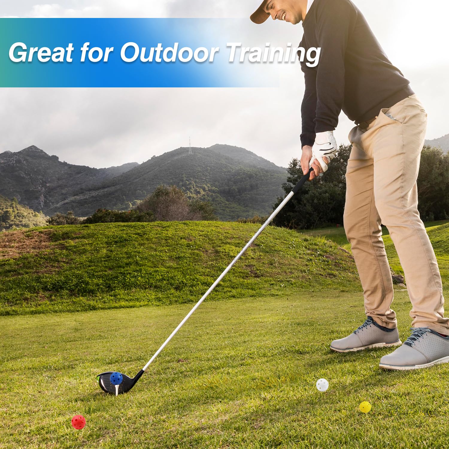 GSE Games & Sports Expert Golfbälle, Kunststoff, hohl, Airflow, 12 Stück / 50 Stück, gelb, 50 pack