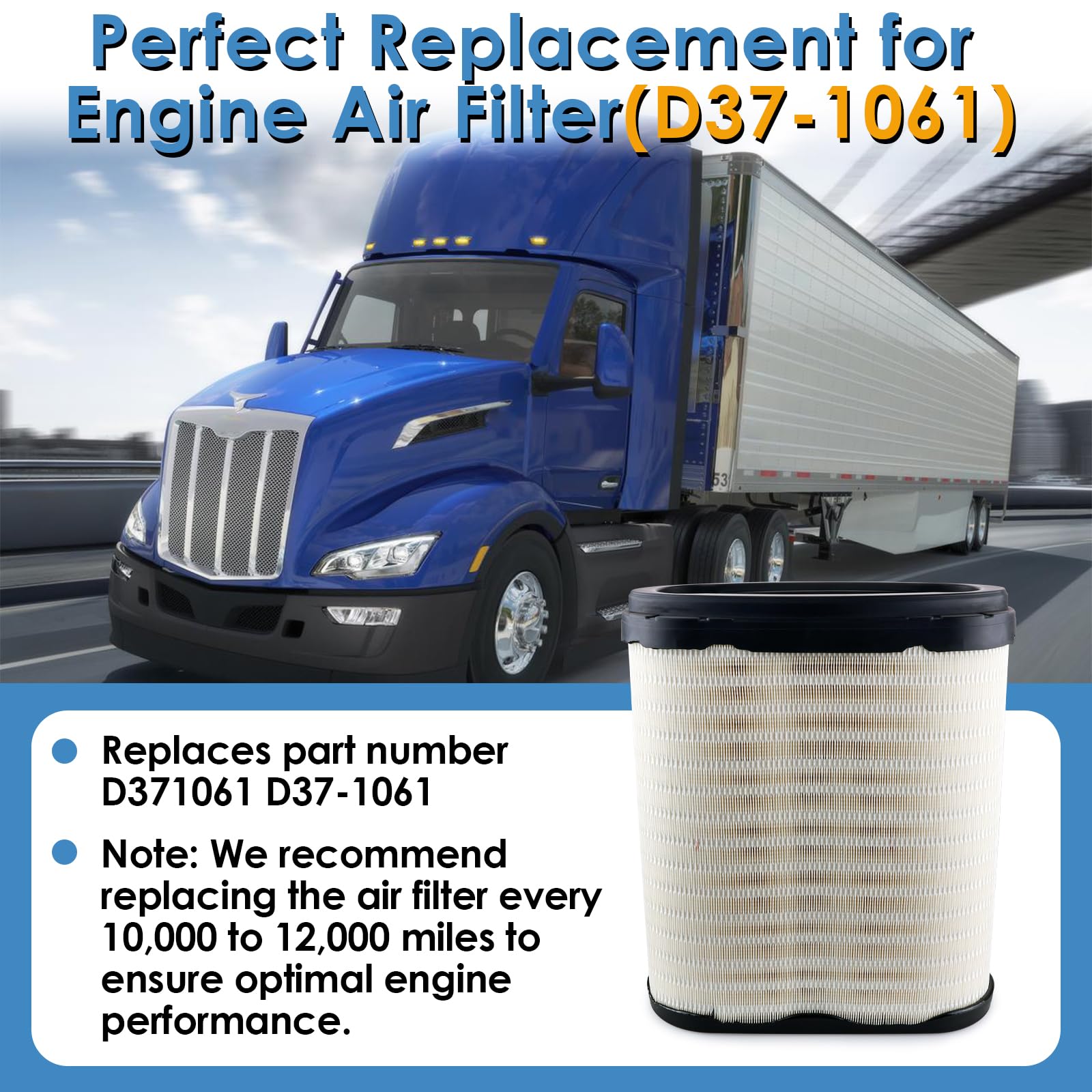 4PCS Engine Air Filter D37-1061 Fits For 2023 Kenworth T680 & Peterbilt - View #9