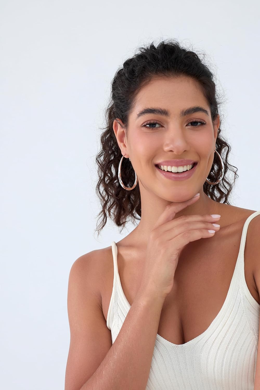 Large Gold Hoop Earrings for Women Trendy 14k Gold Plated 925 Sterling Silver Post Oval Hoop Earrings Lightwieght Big Hoops Earrings Jewelry Gifts for Women - Image 3