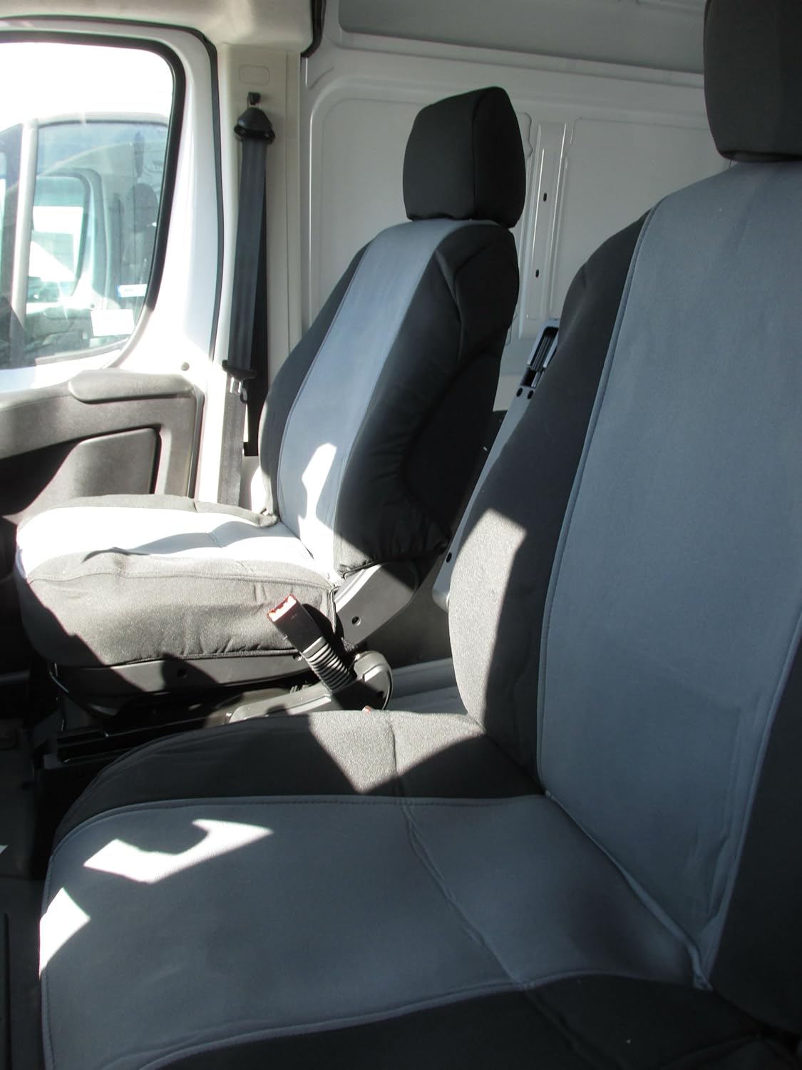 Durafit Seat Covers, 2013-2020 Promaster Van, Front Bucket Seat Covers, in Black/Gray, Twill Fabric