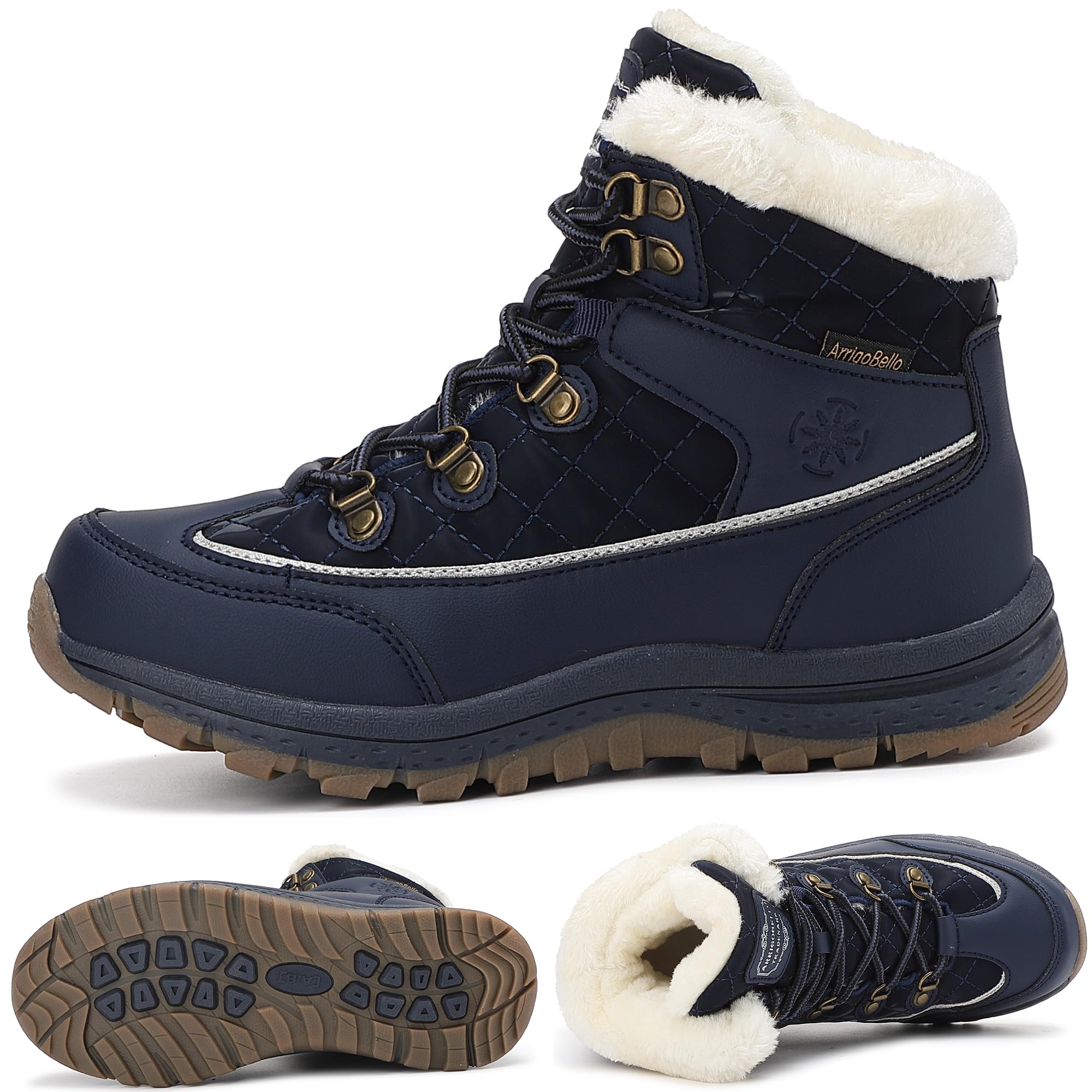 ARRIGO BELLO Donna Stivali da Neve Invernali Scarpe Allineato Pelliccia Caloroso Caviglia Piatto Stivaletti Sportive Boots Escursionismo 36-41