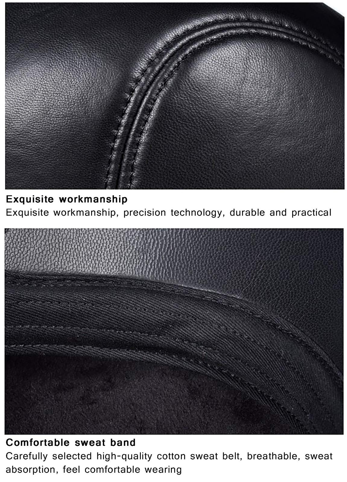 G&F Berretti Uomini Pelle Cappello Pelle Pecora Tenere Caldo Cappellino Cotone per Anziani 54-62 Cm Inverno