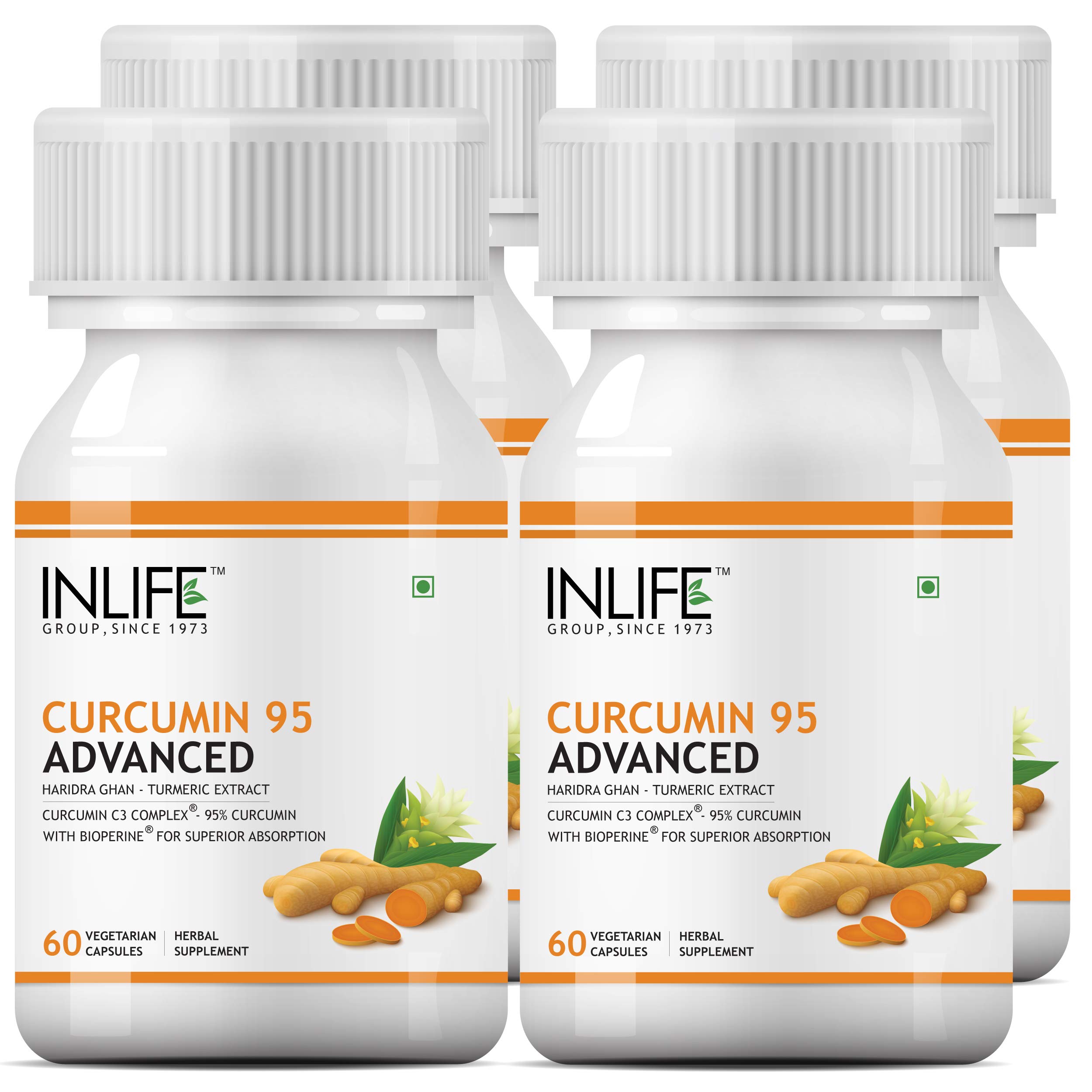INLIFE Curcumin C3 Complex (95% Curcuminoids) 500 mg Turmeric with BioPerine (Piperine) Extract Supplement 5 mg - 60 Capsules (Curcumin 95, Pack of 4) (B07P6XYRK8) Amazon Price History, Amazon Price Tracker