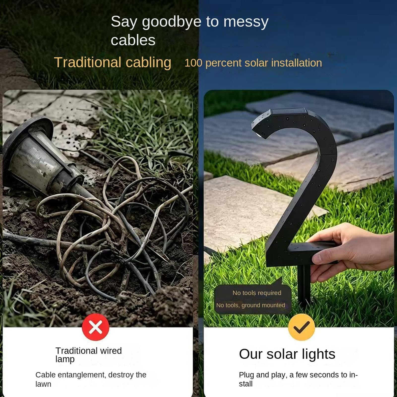 Lampes Solaires De Jardin Spot sur piquet moderne en forme de numéro 2