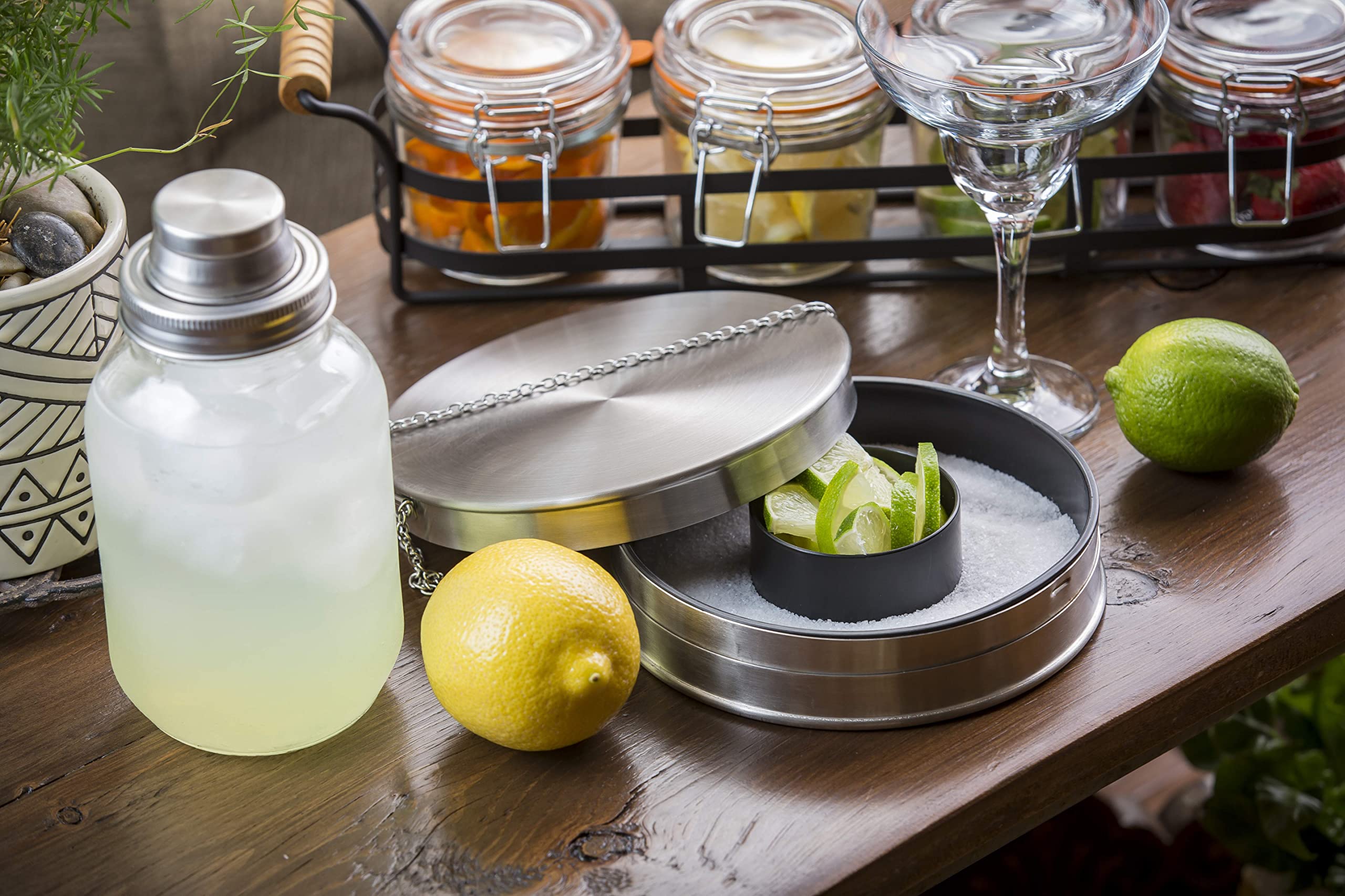 MJS14 Cash & Carry Mason Jar coctelera, 14 onzas., apto para lavavajillas, 18/8 superficie de acero inoxidable, vidrio 2