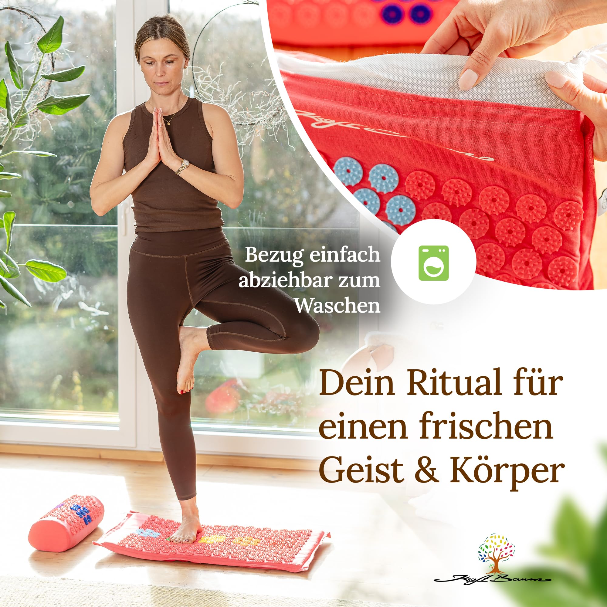 Akupressurmatte | mit VitaSpike™ Technologie | Set mit Kissen & Tasche | Rücken, Nacken & Stressabbau | Baumwolle & Kokosfaser | Nadelmatte Fakirmatte Rückenschmerzen
