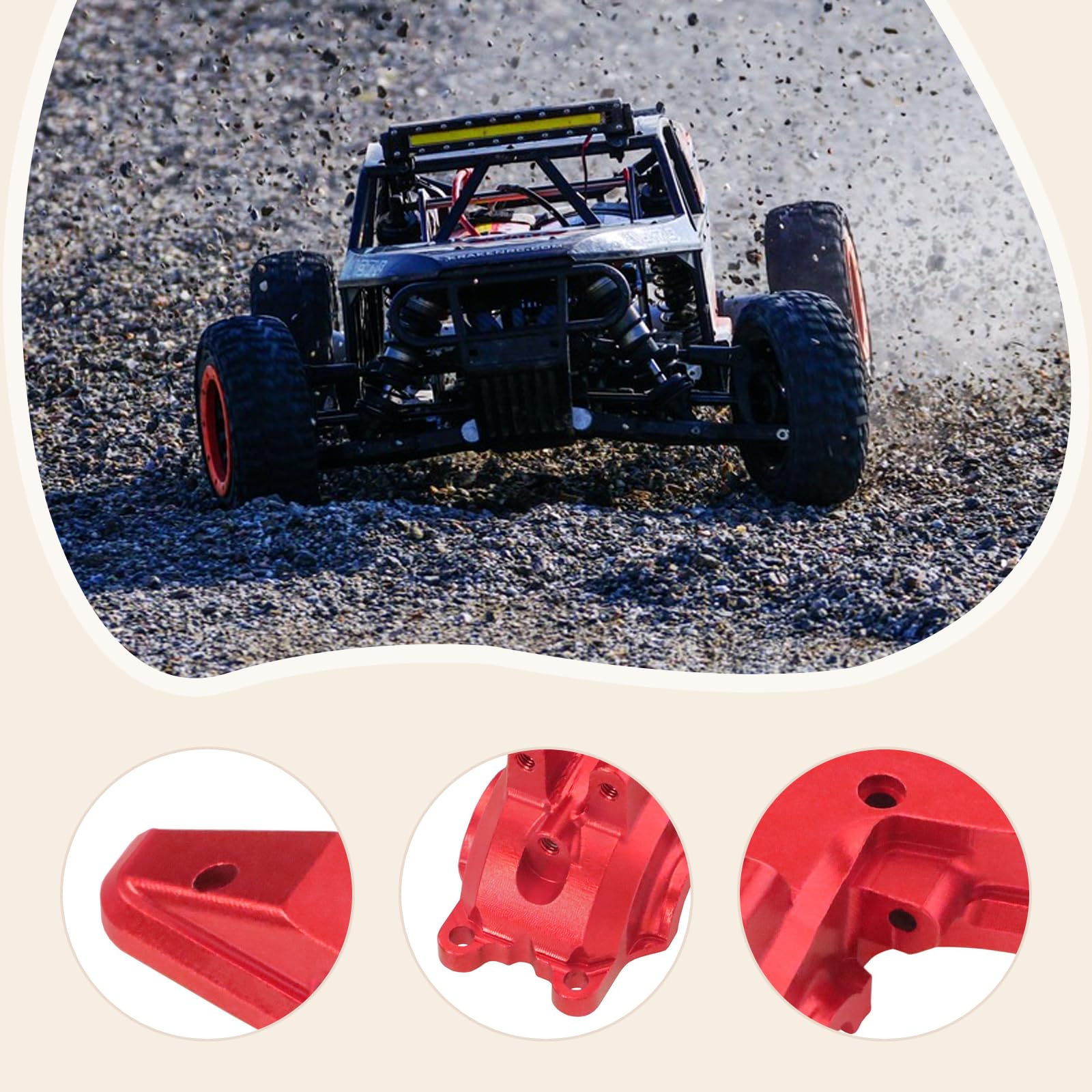 RC Car Copertura Cambio Ingranaggi Rear Pezzo Elemento Sostitutivo Posteriore Compatibile CNC Alluminio Adatta per Auto Radiocomandate, Rosso
