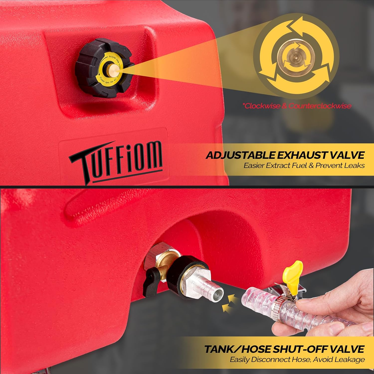 TUFFIOM 15 Gallon Portable Gas Caddy w/Locking Swivel Casters, Fuel Storage Tank, Gasoline Diesel Can with Manual Fuel Transfer Pump for Automobile ATV Mower Tractor Boat Motorcycle