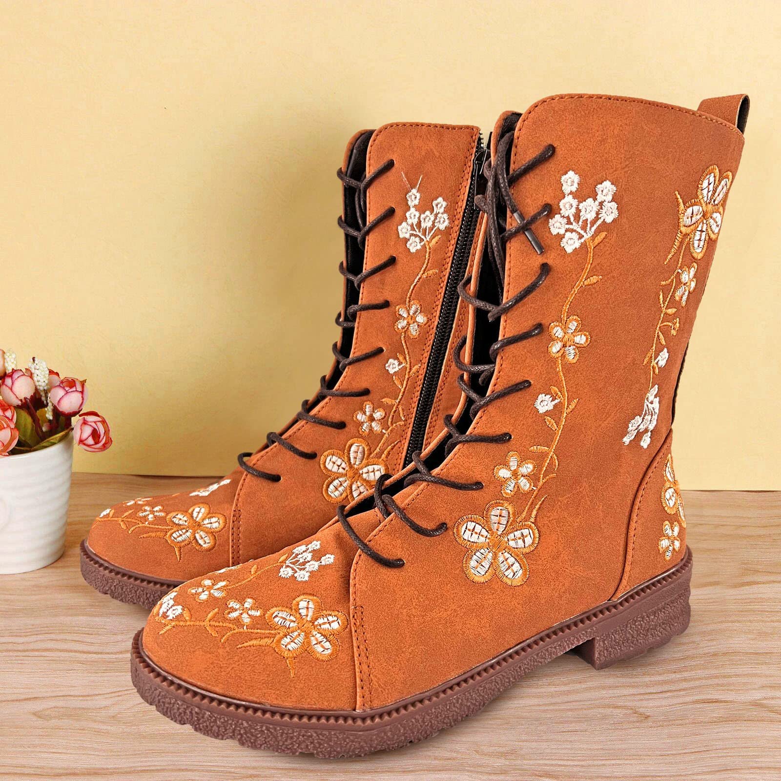 Bottines Femme Cowboy Western Cuir – Bottes Santiag Équitation Disco Talon Haut – Style Cowgirl Hiver