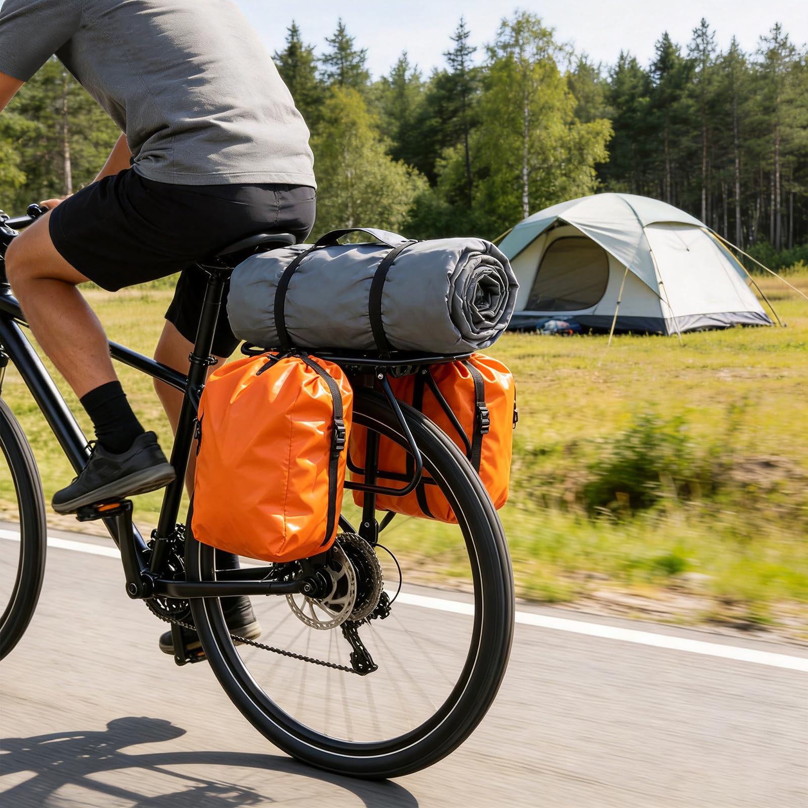 Harilla uniwersalny tylny bagażnik rowerowy z szybkim zapięciem, rozmiar uniwersalny, czarny, pasuje do rowerów górskich MTB, rowerów grawitacyjnych i turystycznych, stabilny bagażnik rowerowy do