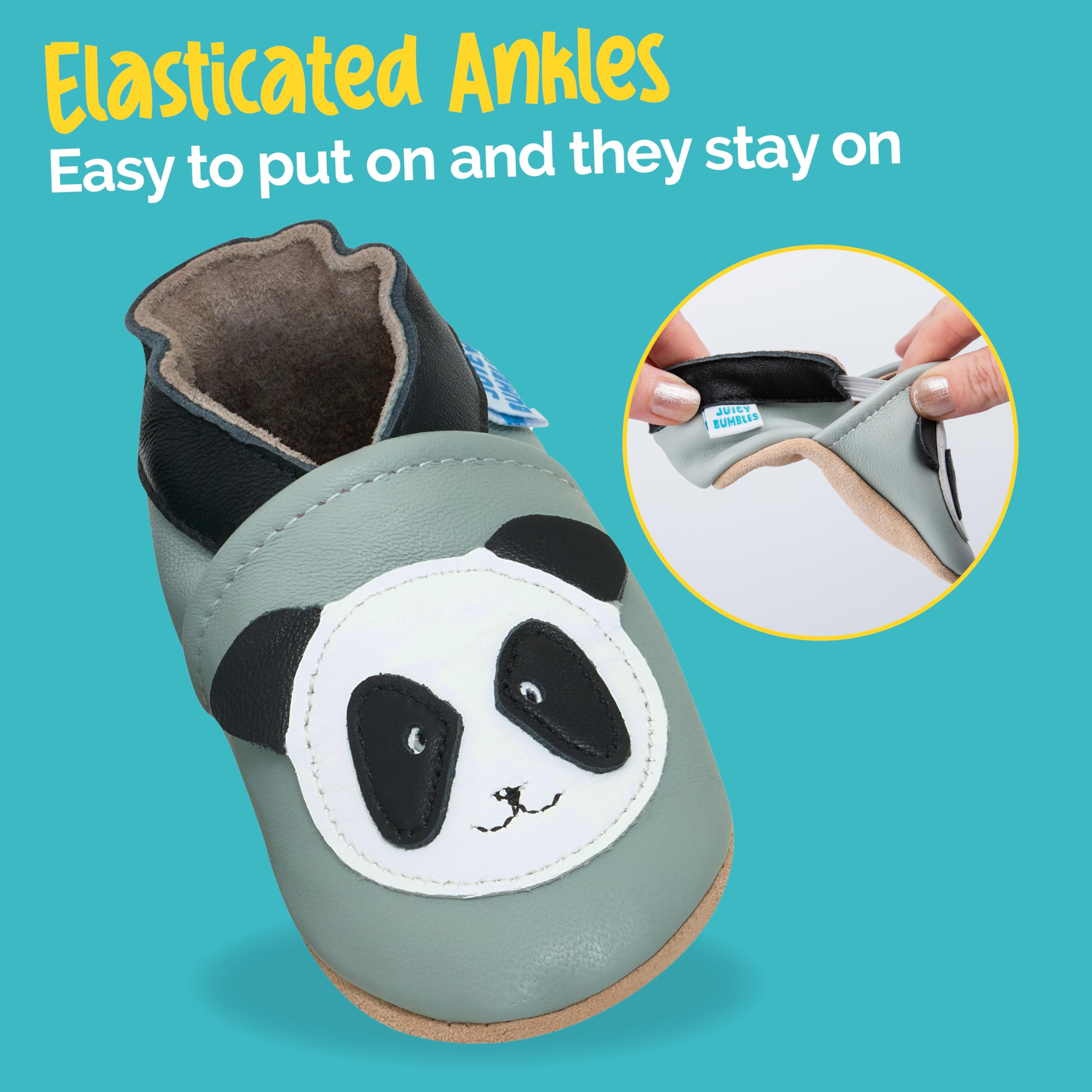 Petit Marin - Preciosos zapatos de bebé de piel suave con suela de ante - Zapatos de bebé para los primeros pasos Panda Talla:12-18 meses