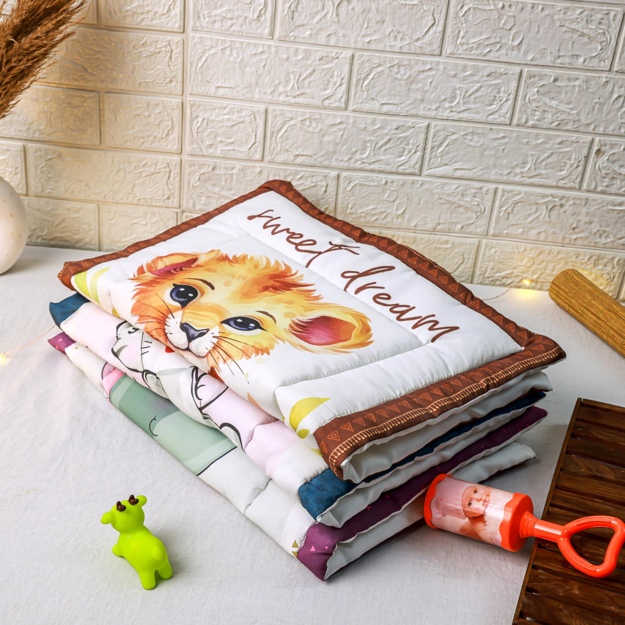 Novo Baby Newborn Soft Cotton Godadi | Kids gaddi | Crib Sheet | Baby mat | Godari |Bedding Set| Matress | Bed | Baby Bedding Set for New Born (Pack of 3)-image-8