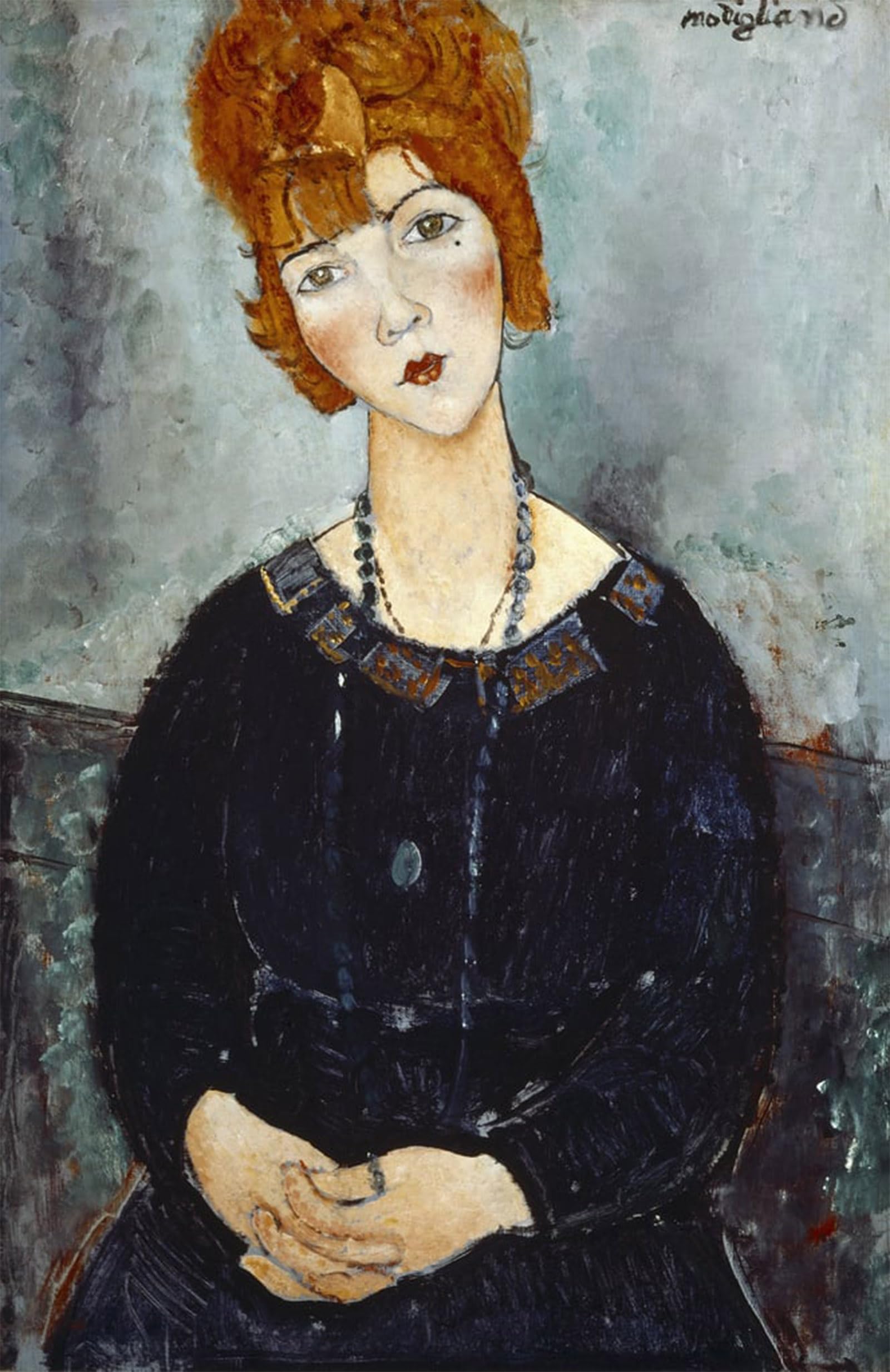 POSTERIIk Vintage Art Print Images Pictures Print Woman with a Necklace by Amedeo Modigliani Modern Colour Posters for Office Home Decor 60x90cm