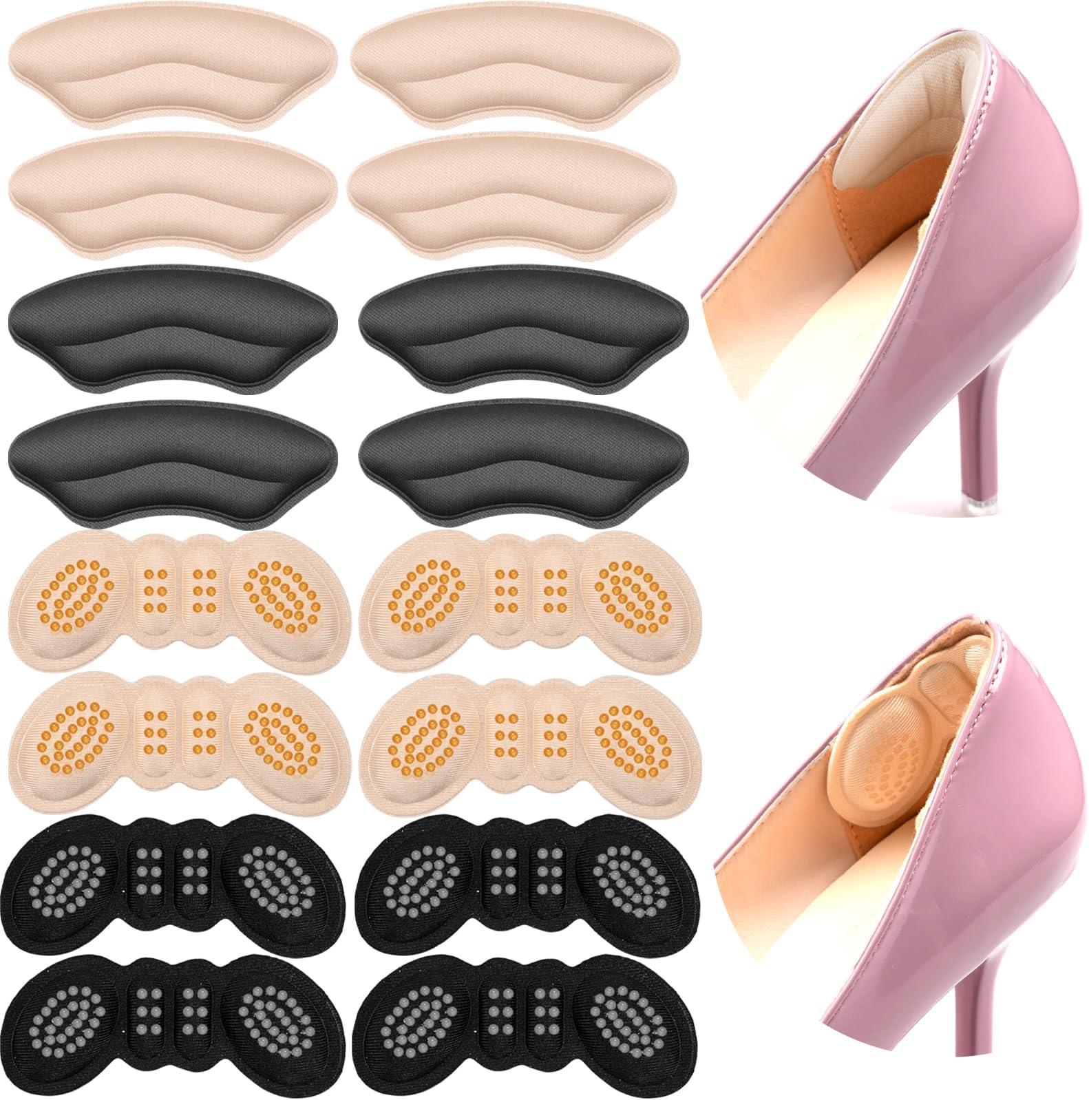 8 Pairs Heel Grips for Womens Shoes, Heel Pads for Shoes, Shoe Inserts for Women, Heel Cushion, Ultimate Comfort Bundle: Heel Inserts for Women