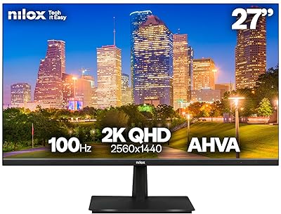 Nilox NXM272K012 Monitor 27″, 2K, Schermo Gaming 100Hz, Connessioni HDMI, Riduzione Luce Blu Tecnologia