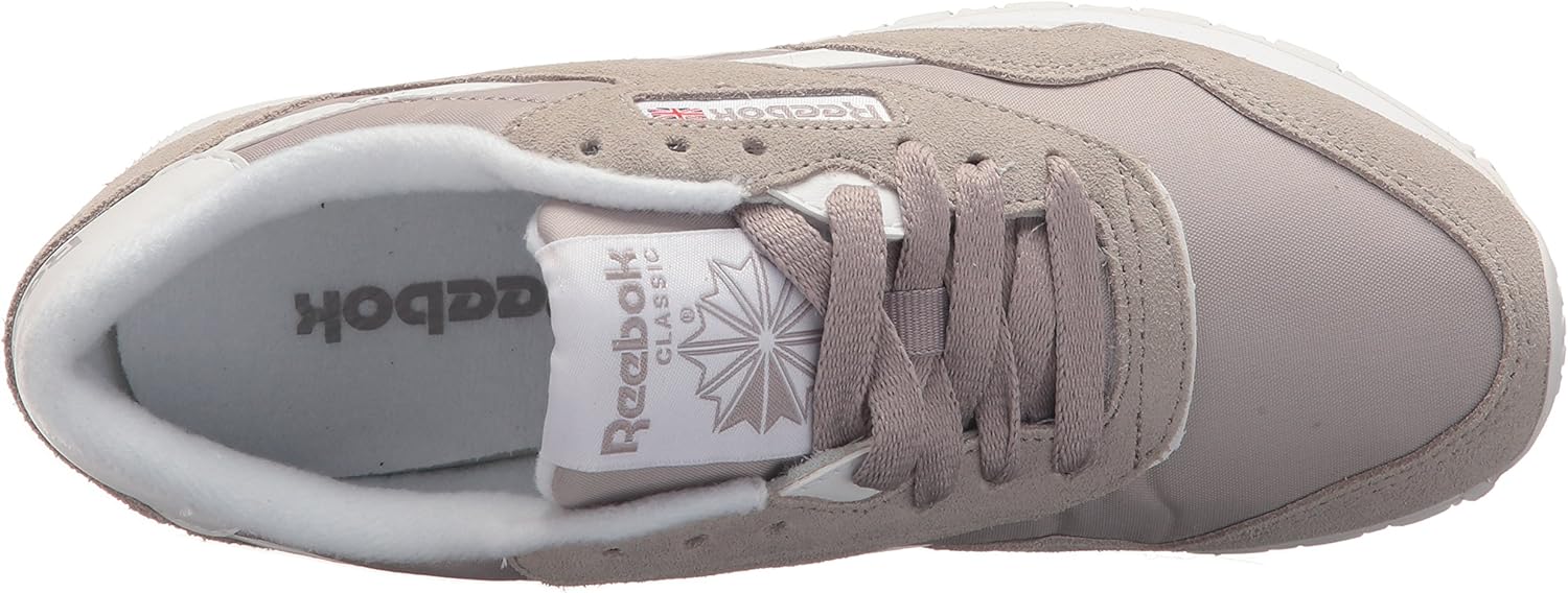 Reebok Men's Classic Nylon Sneaker, Whisper Grey/White, 4
