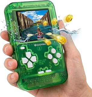 Silvergear® Retro Spielkonsole 32-bit | Handheld Konsole mit 150 Spielen | Tragbare Arcade Konsole | 2.8 Zoll LCD Bildschirm | Retro Games & Klassische Spiele | Kinder Spielkonsole | Grün