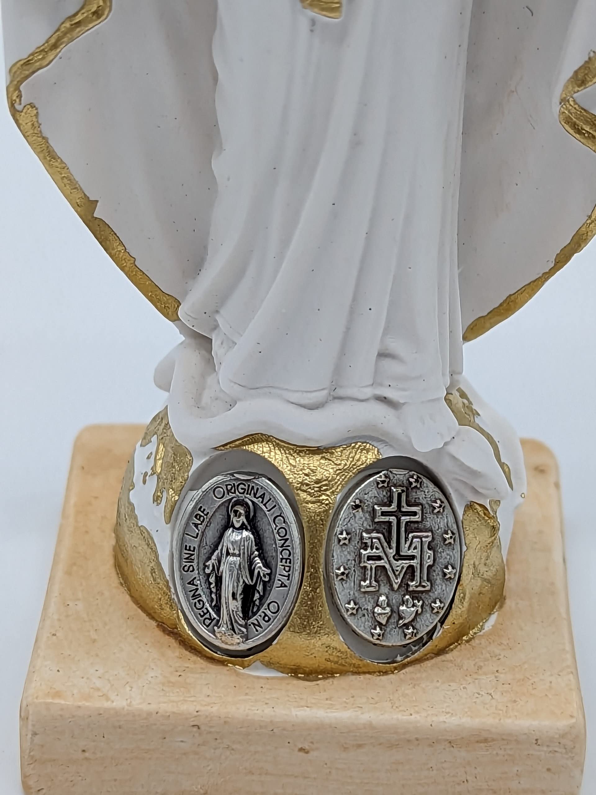 Statuetta Madonna Miracolosa 10 Cm In Polvere Di Marmo - Con Medaglia, Dipinta A Mano In Italia - Foto 10