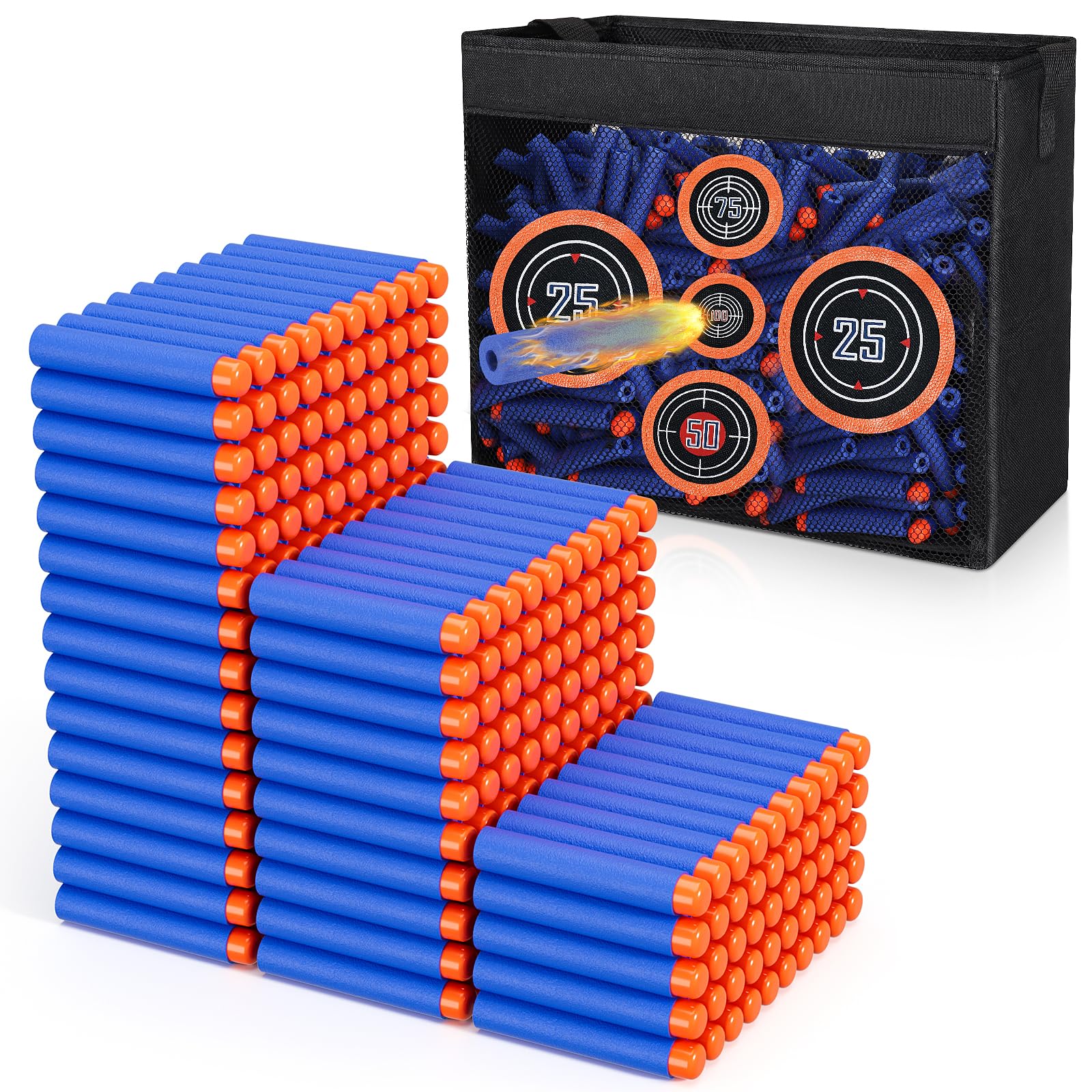 Pokiiulk 300 Darts Fits for Nerf Elite Blasters, Compatible with Disruptor, Strongarm etc. Elite Blasters, with a Target Fits for Nerf Blasters, Blue, 0.4in