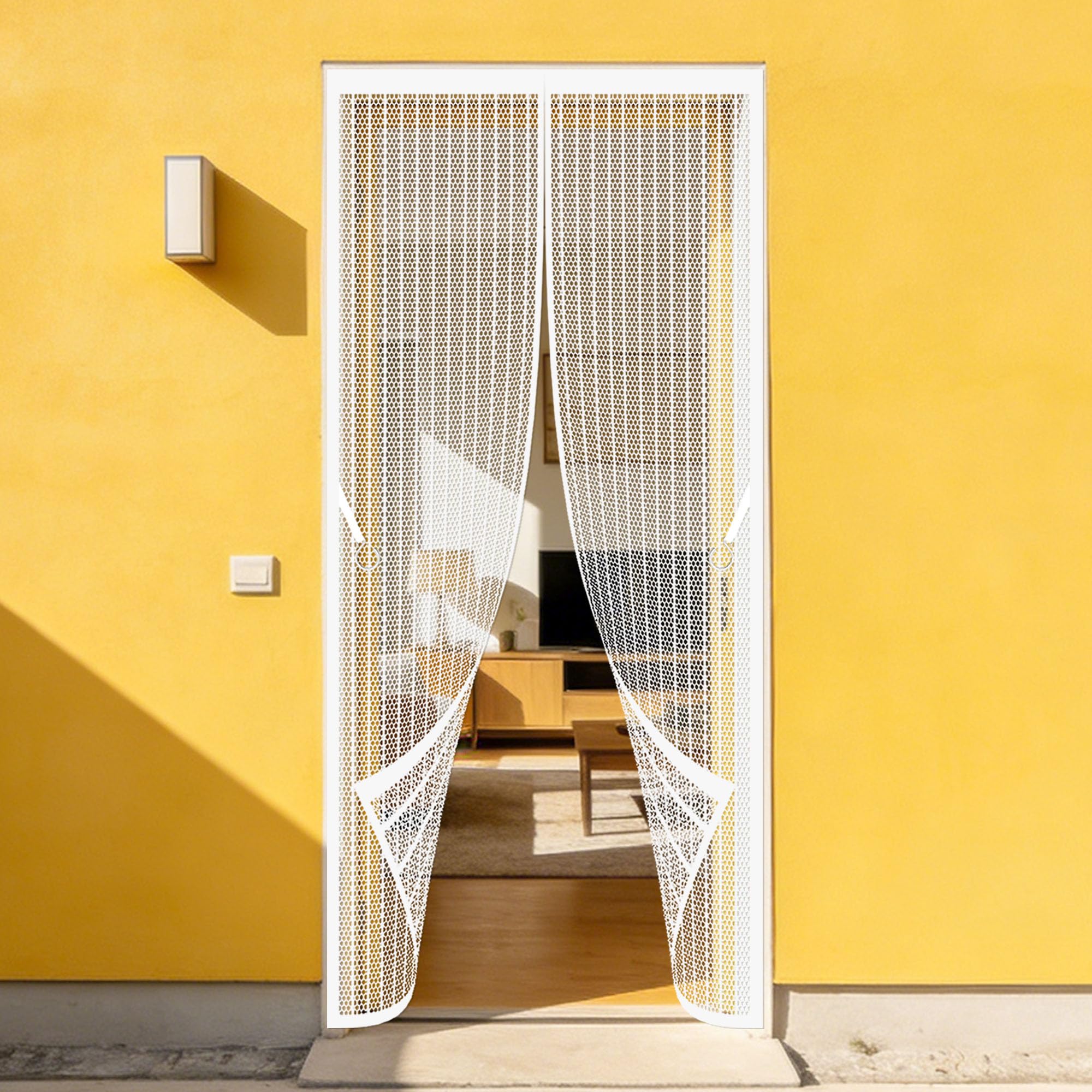 Moustiquaire magnétique pour porte anti insectes et mouches blanc