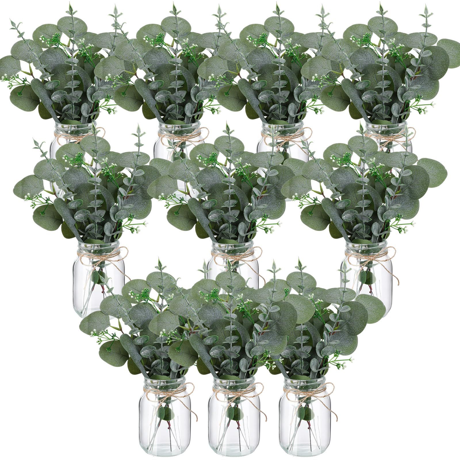 XunYee 10 Set Mason Jar Table Centerpiece with Flower Mason Jar Flower Centerpiece Vases Decor for Engagement Party Bridal Shower Centerpieces Wedding