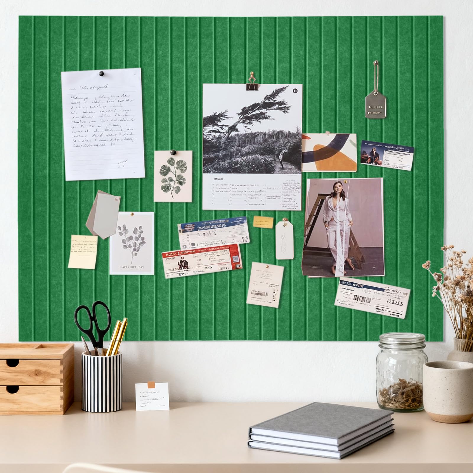 Pin Board, Large Self-Adhesive 90 x 60 cm, Self-Adhesive Pin Board, Cork Board, Decorative Felt Notice Board, Foldable Photo Board, Memo Board, Vision Board for Office, Home and Children's Room โ image 1