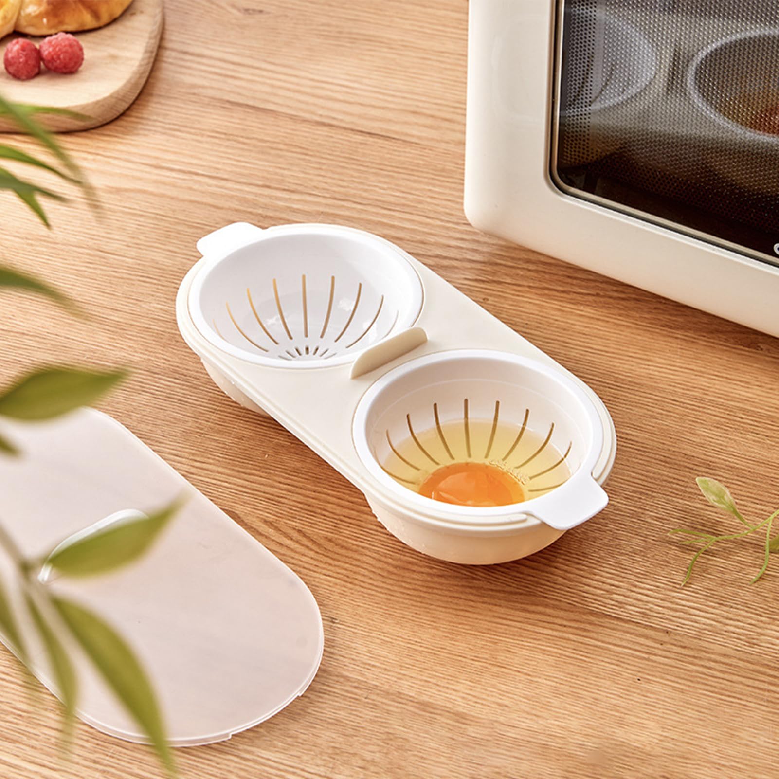 Braconnier d'oeufs Micro-ondes pochoir à œufs de qualité alimentaire Double tasse chaudière à œufs ustensiles de cuisine -CHG - Maison