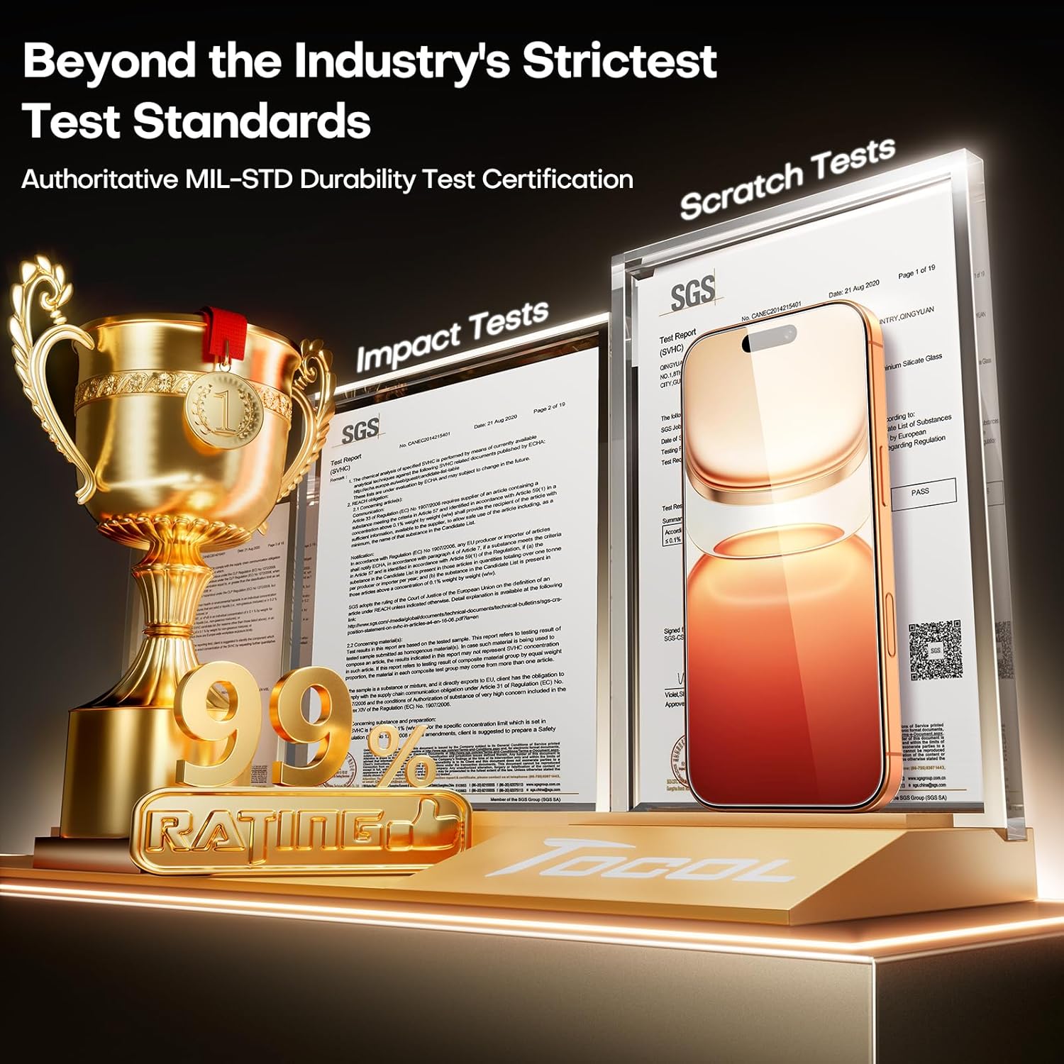 TOCOL 2 Pack for iPhone 17 Pro Max Screen Protector 6.9 inch 9H Hardness Military Grade Shatterproof HD Tempered Glass for iPhone 17ProMax Full Coverage Easy Installation 2 Pack - Image 2