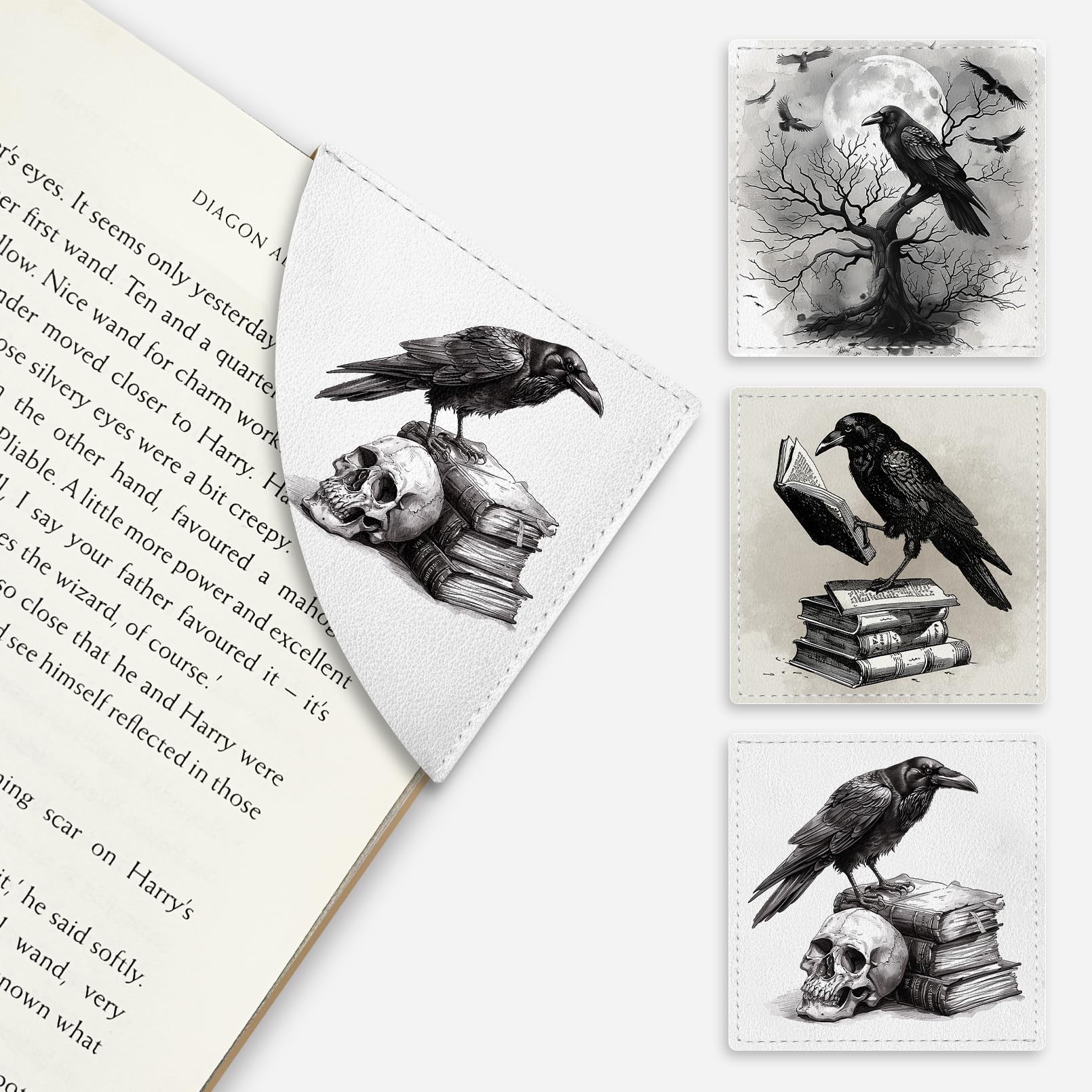 Icycay Crows Corner Bookmarks, Cute Leather Book Accessories for Book Lovers, 3 Pcs Reading Book Page Markers for Women Men Student Teacher Retirement Birthday Gifts