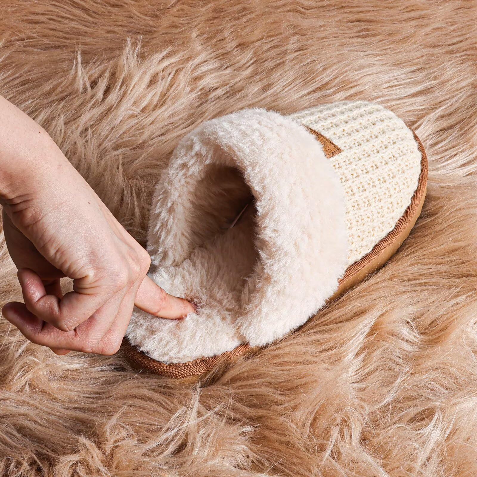 OOW Cozy House Slippers for Women with Memory Foam Soft Warm Fuzzy Slippers Women Home Womens Slipper Shoes for Indoor