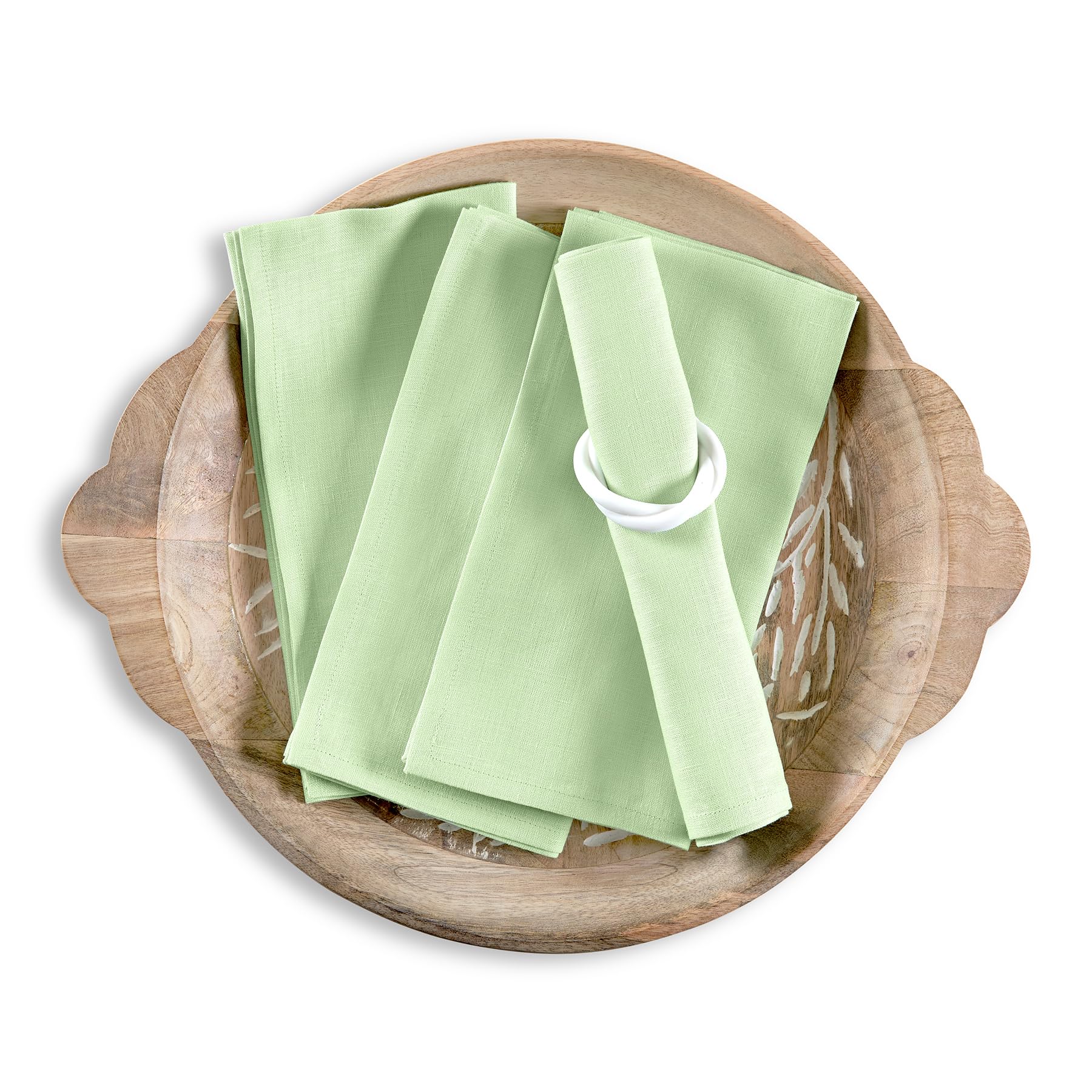 Solino Home Linen Napkins Set of 4-100% Pure Linen Pastel Green Dinner Napkins Cloth 20 x 20 Inch - Fete, Handcrafted and Machine Washable
