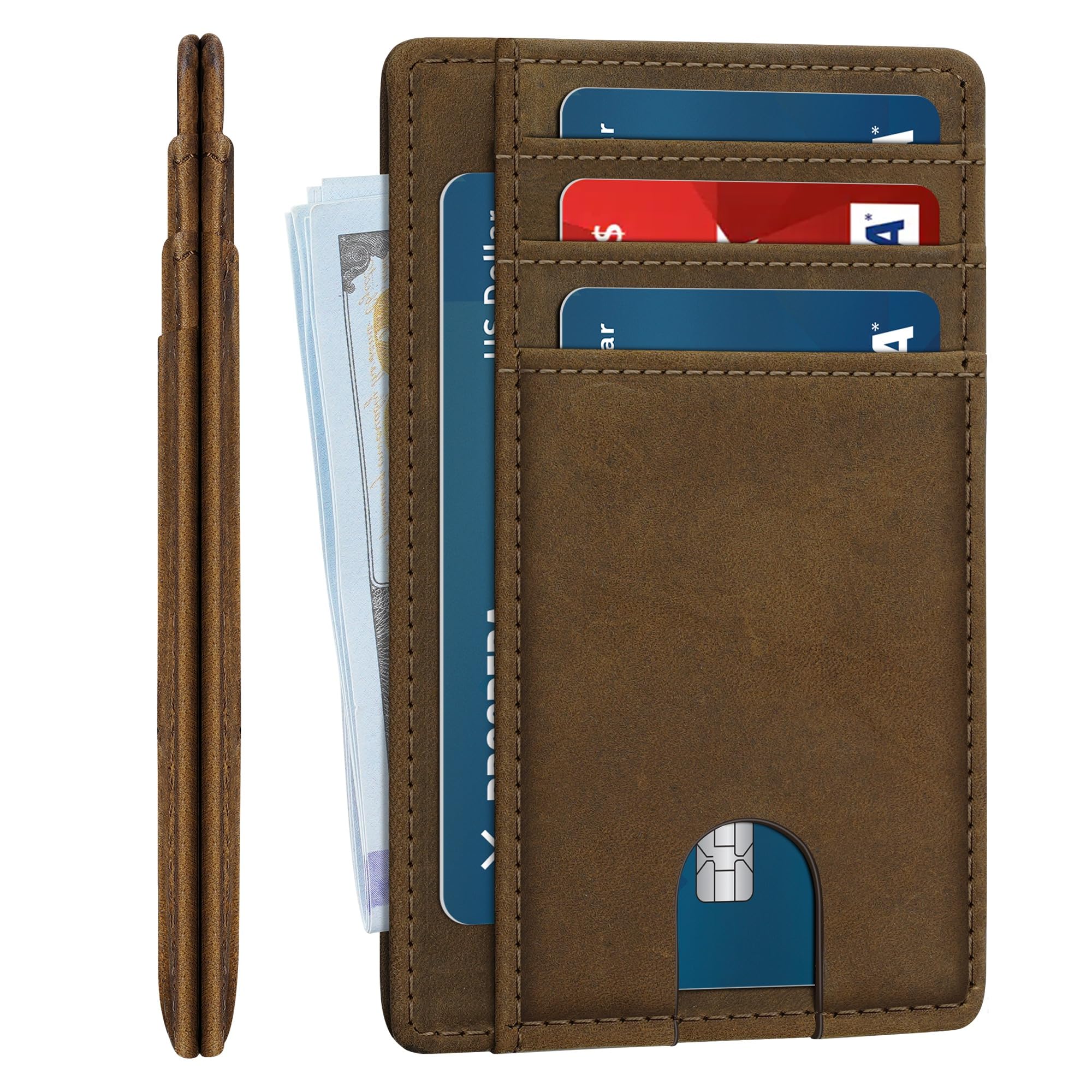furid Slim Genuine Leather Wallet: Minimalist RFID Card Wallet for Men