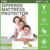 Vista 24 de Protector de colchón individual con cremallera (5 a 7 pulgadas de profundidad), funda de colchón impermeable para chinches de cama, funda