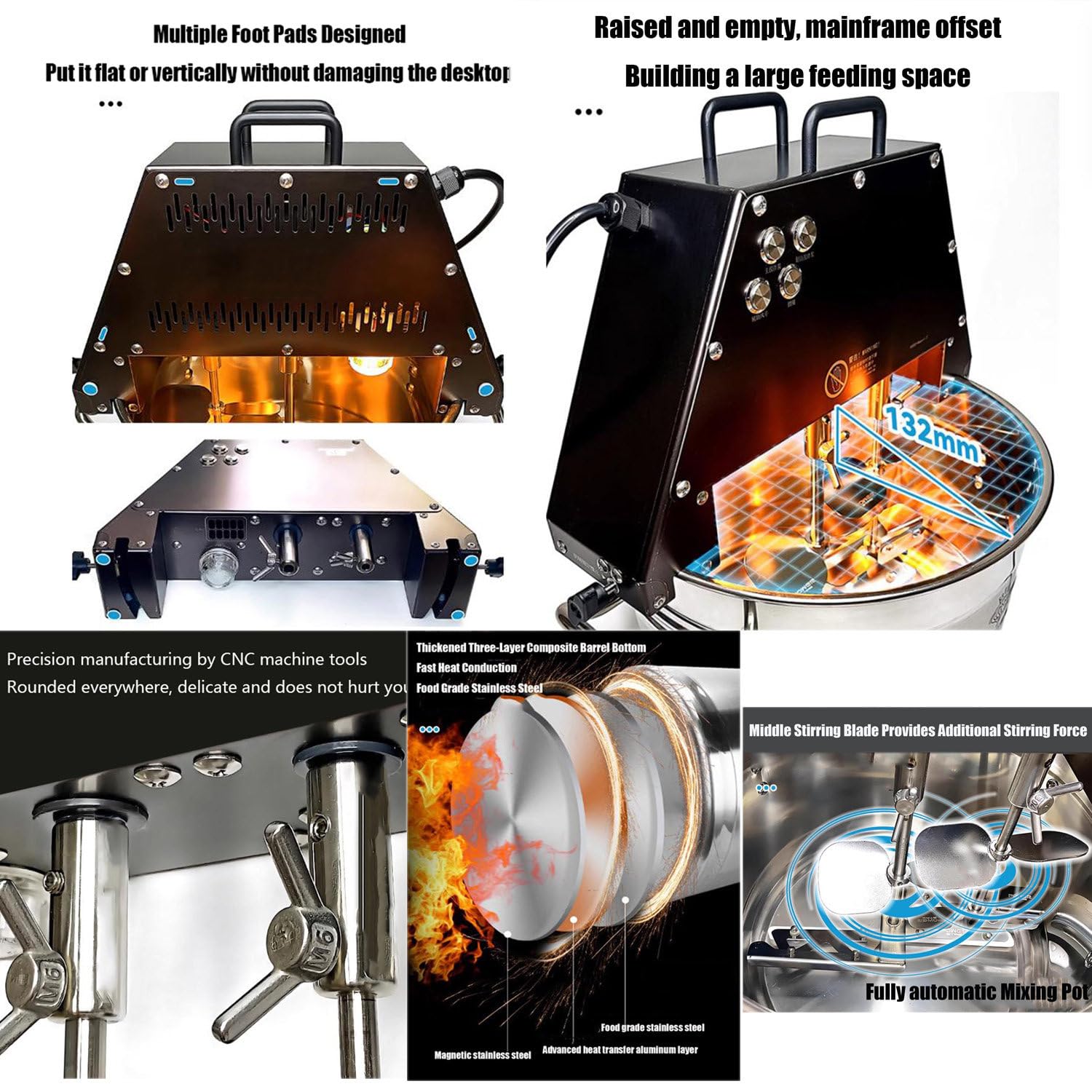 Agitatore automatico per pentole, 10 l, miscelatore elettrico per alimenti, in acciaio inox, per uso commerciale, ideale per condimenti e cottura