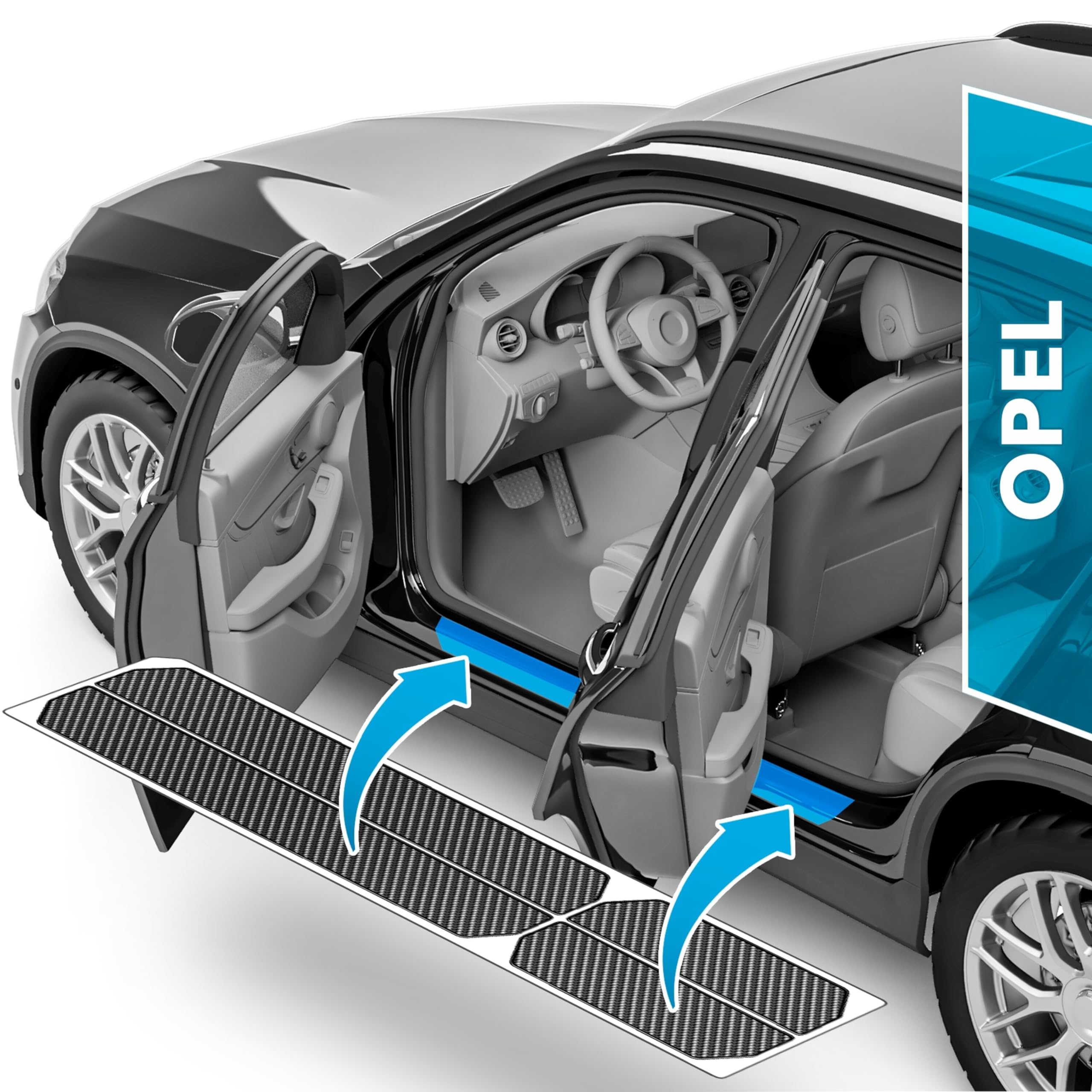 Protections Autocollantes 4 Pièces Protections Seuil De Porte Pour Opel Frontera Elektro (2024-2025) | 4 Pièces Acier Inoxydable Anti-rayures Accessoire Acier Inoxydable 2024-2025