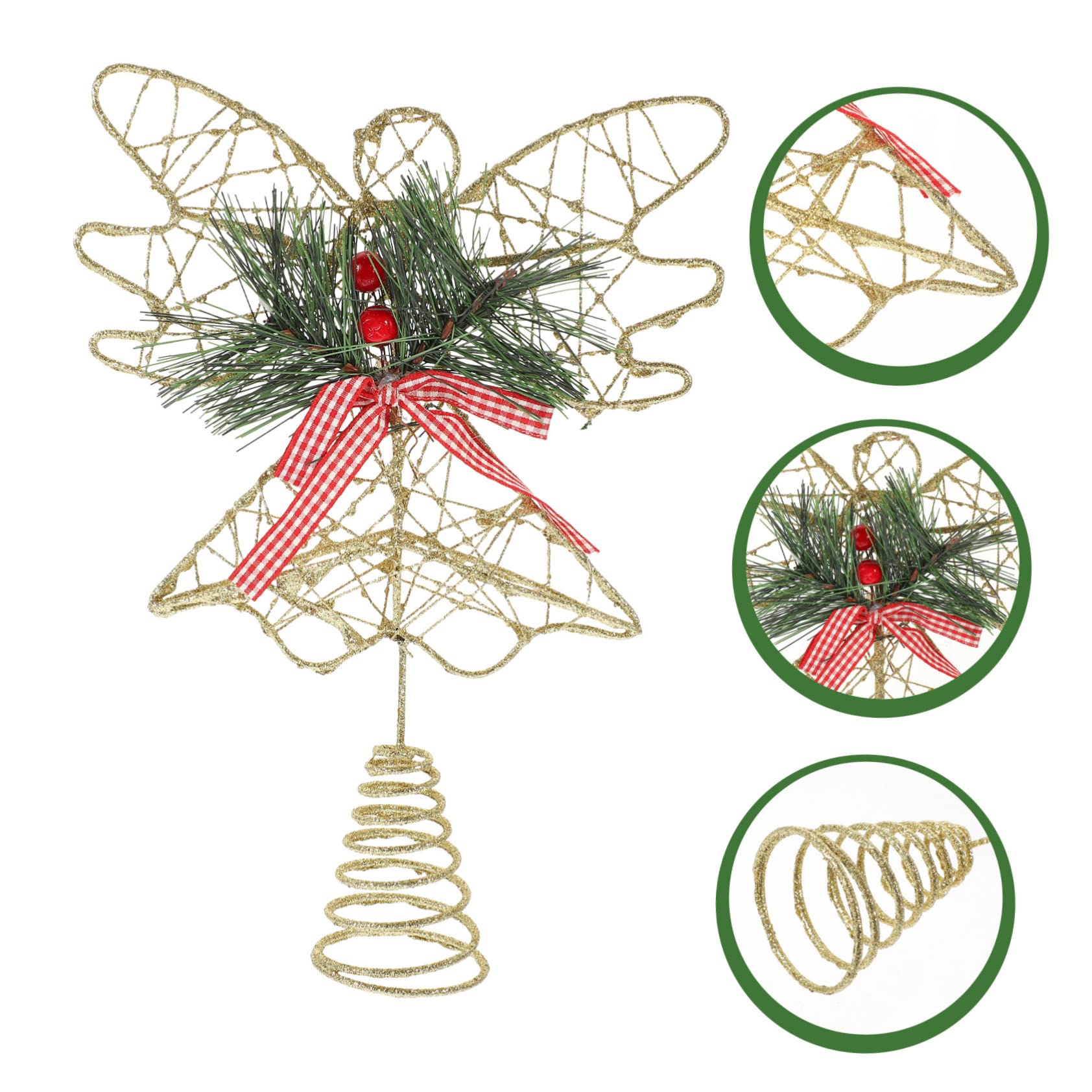 PRETYZOOM 3 Pièces Étoile d'arbre d'ange Hauts De Forme d'arbre De Noël Topper D'e De Noël Ange e De Haut De Forme D'e De Coeur Décorations De Décor De Le Fer