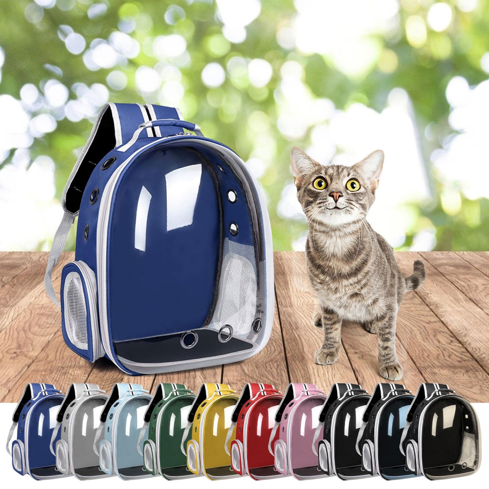 Katzen-Rucksack, Haustier-Luftpolster-Rucksack, von Fluggesellschaften zugelassen, belüfteter, transparenter Raumkapsel-Rucksack, Haustier-Reise-Tragetasche for kleine, mittelgroße Katzen und Welpen/8