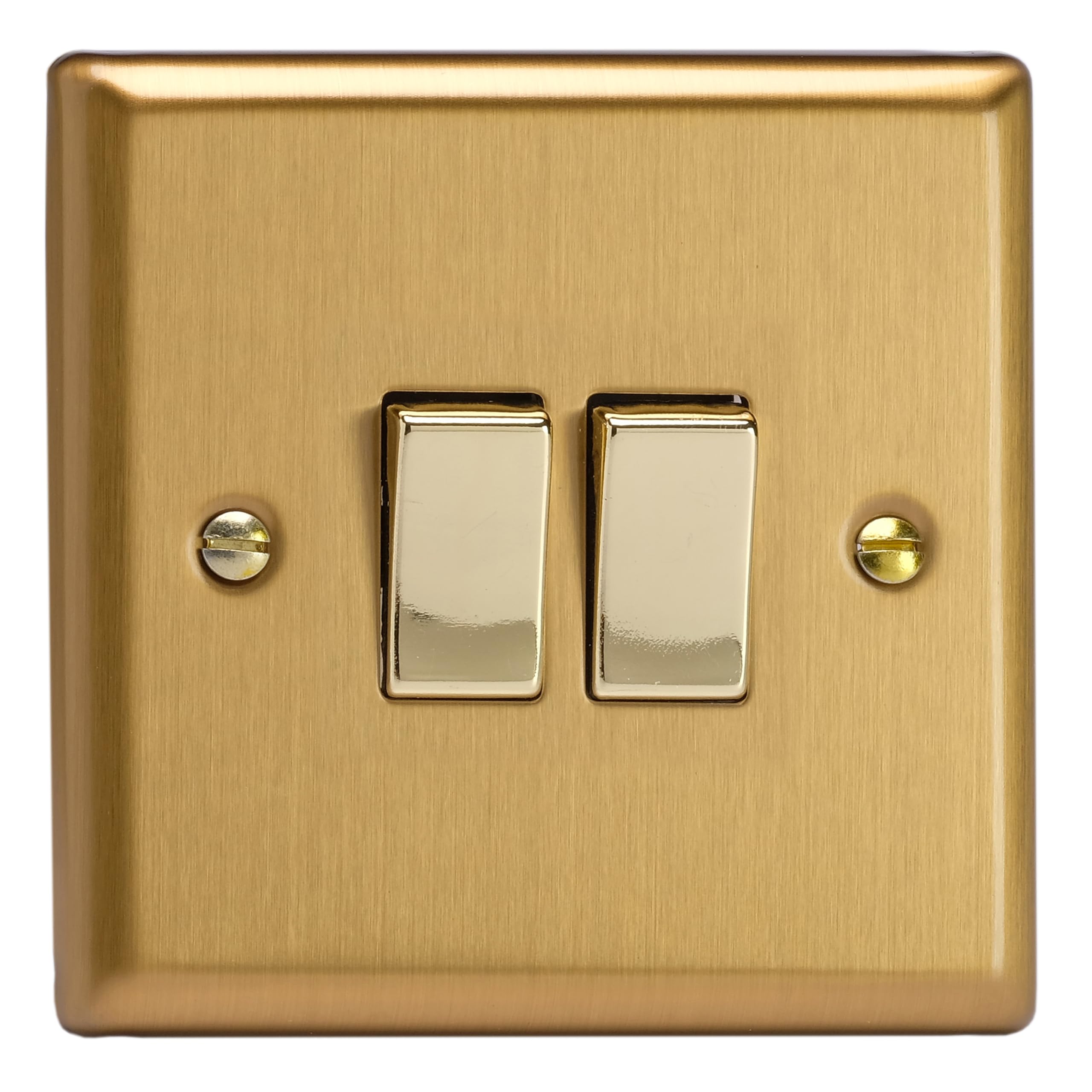 Varilight XB2D Double Light Switch, 10A, 2-Gang, 2-Way, Classic Brushed Brass