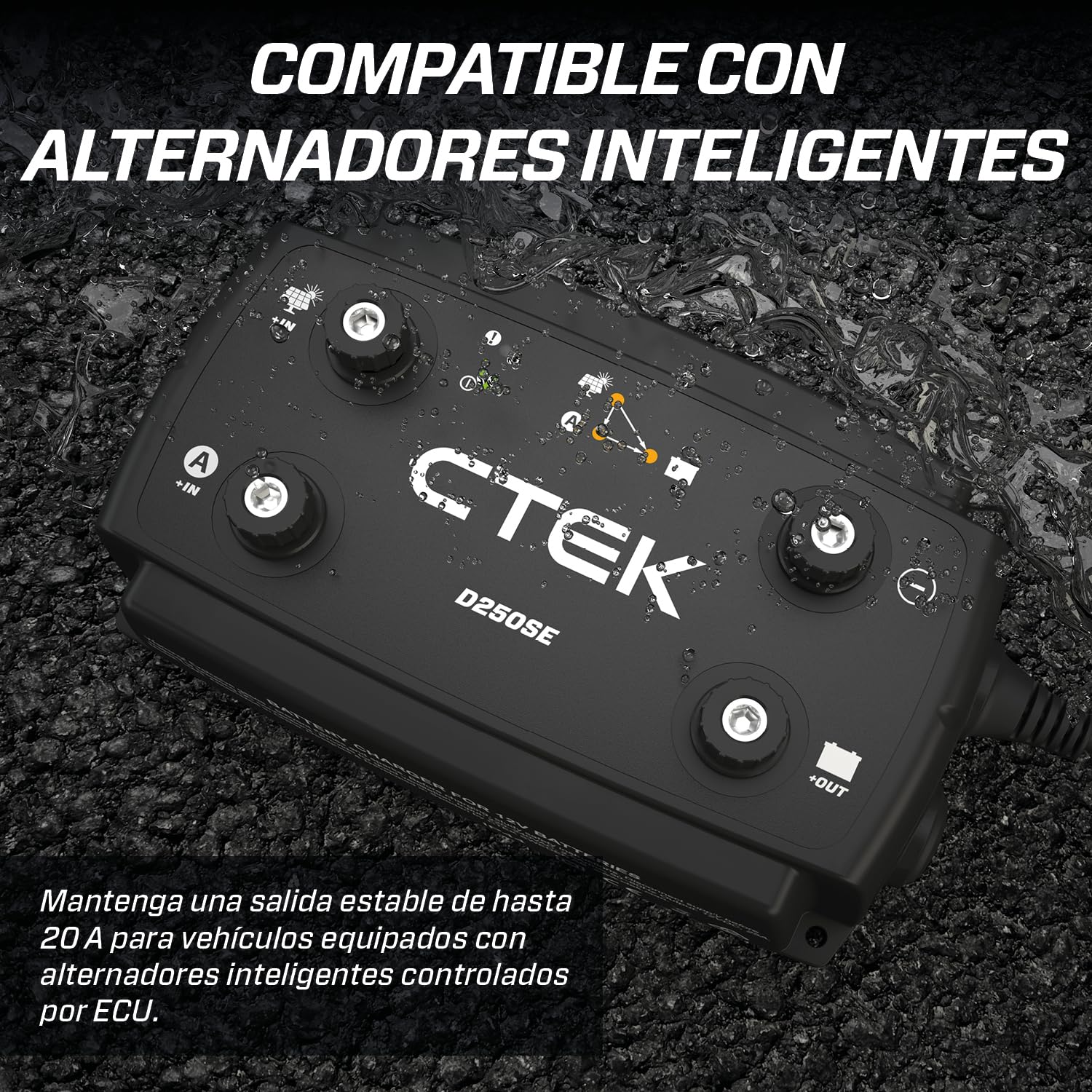 CTEK D250SE Cargador Batería 12V 20A, Para Baterías De Arranque Y Servicio En Vehículos Recreativos, Camiones Y 4x4, Cargador De Batería De Coche Solar, Mantenedor De Batería Y Cargador Batería Litio