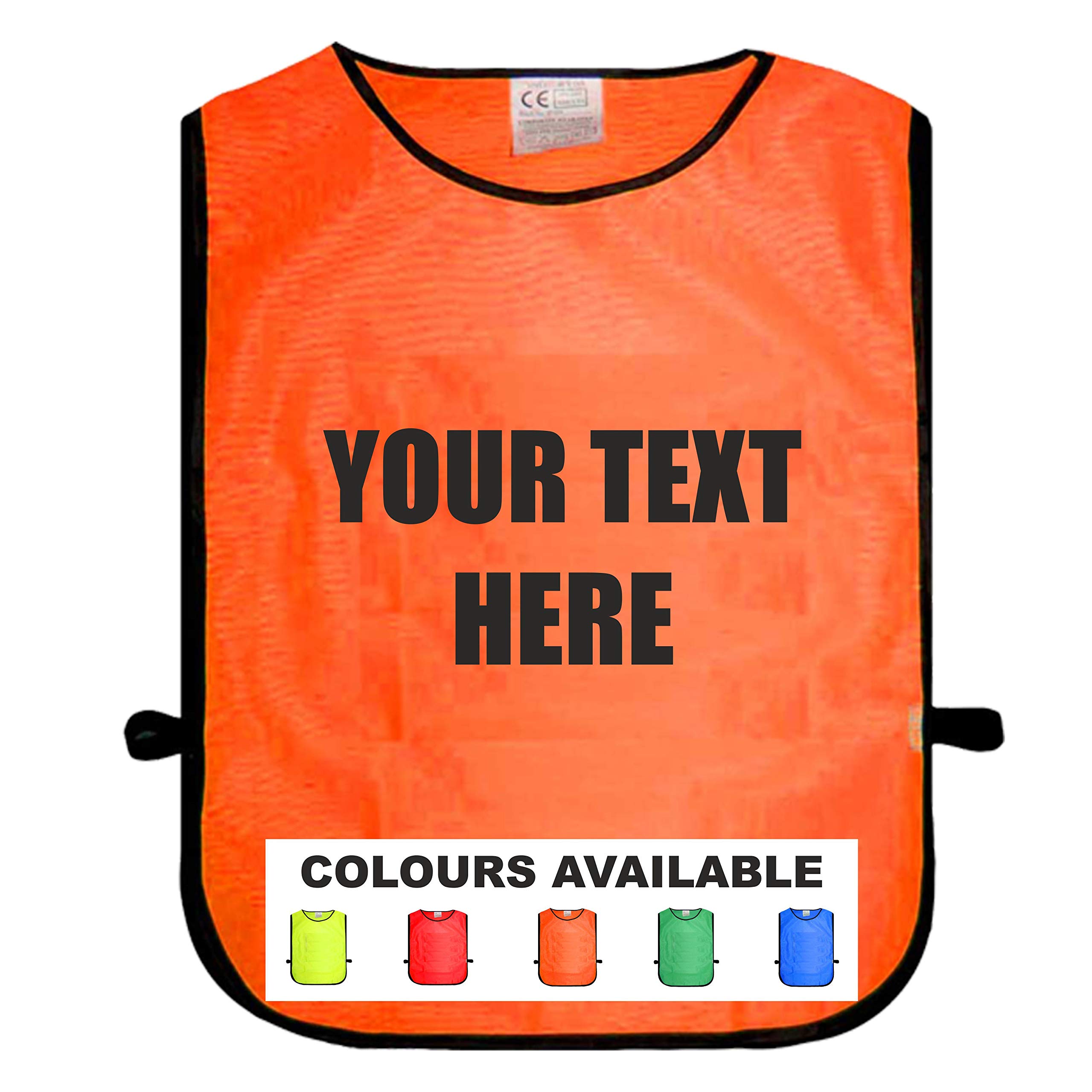Custom Printed With Your Text Orange Tabard, Unisex Adult One Size Fits All, Available In Five Different Bright Colours