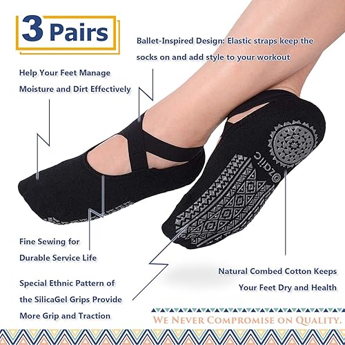 Miniatura 124 de Ozaiic - Calcetines de yoga para mujer con correas y agarres antideslizantes, ideales para pilates, Pure Barre, ballet, danza y entrenamiento