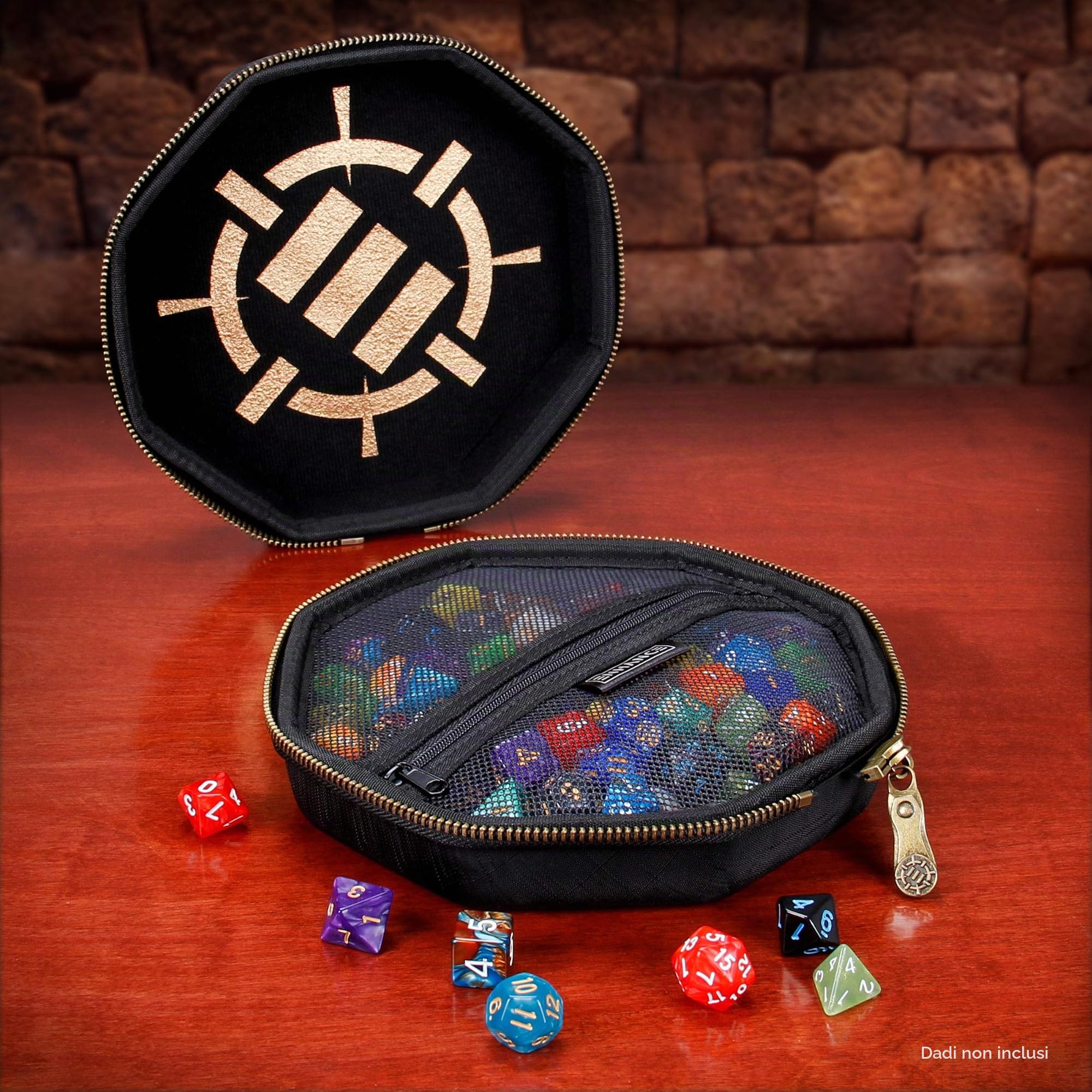 ENHANCE Gioco da Tavolo Caso di Dadi e Vassoio di Rotolamento Contenitore di Stoccaggio per Un Massimo di 150 Pezzi RPG - Design Robusto e Protettivo con Interni Morbidi - Accessorio per Giochi