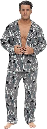 Alexander Del Rossa Mens Fleece Pajamas Set, Mens Warm Pajamas Set for, Mens Fleece PJs