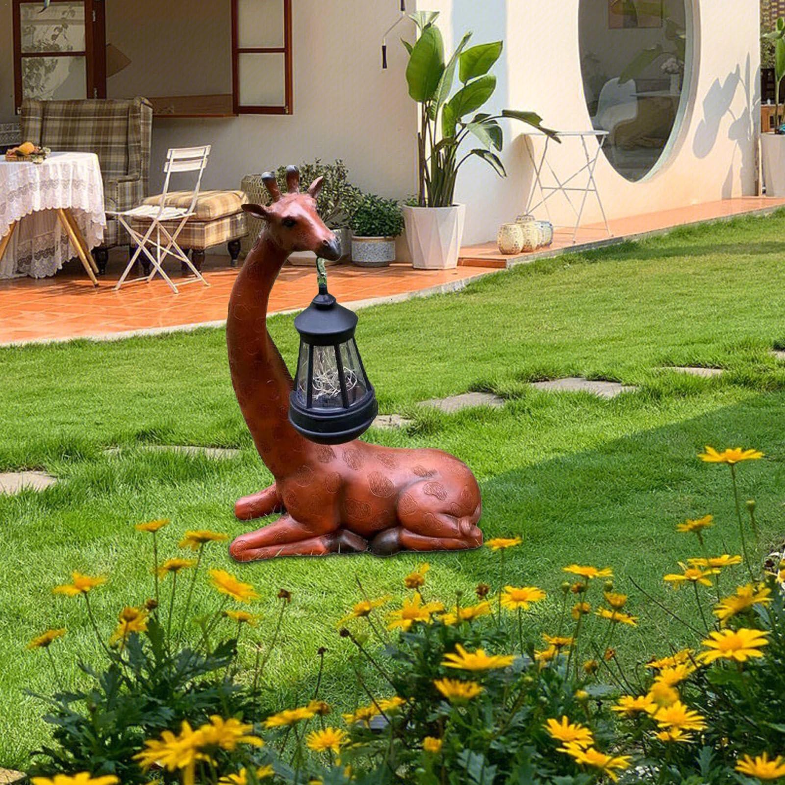Estatua de Animales con luz Solar, estatuas de jardín con energía Solar - Figuras de esculturas de Jirafa Decoraciones al Aire Libre - Adorno de Resina, decoración de jardín Iluminado para | Figuras de esculturas de Jirafa Decoraciones al Aire Libre - de