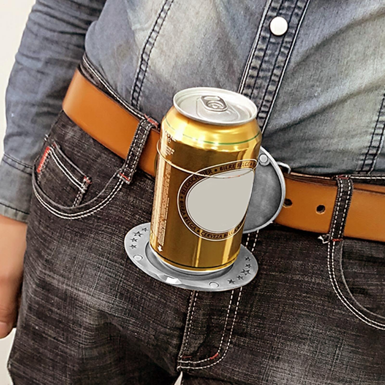 Generico Fibbia Per Cintura Da Birra, Supporto Per Cintura Per Birra, Porta Lattine Portatile Per Bevande, Porta Facilmente Portabicchieri Con Te Per Picnic, Barbecue, Campeggio