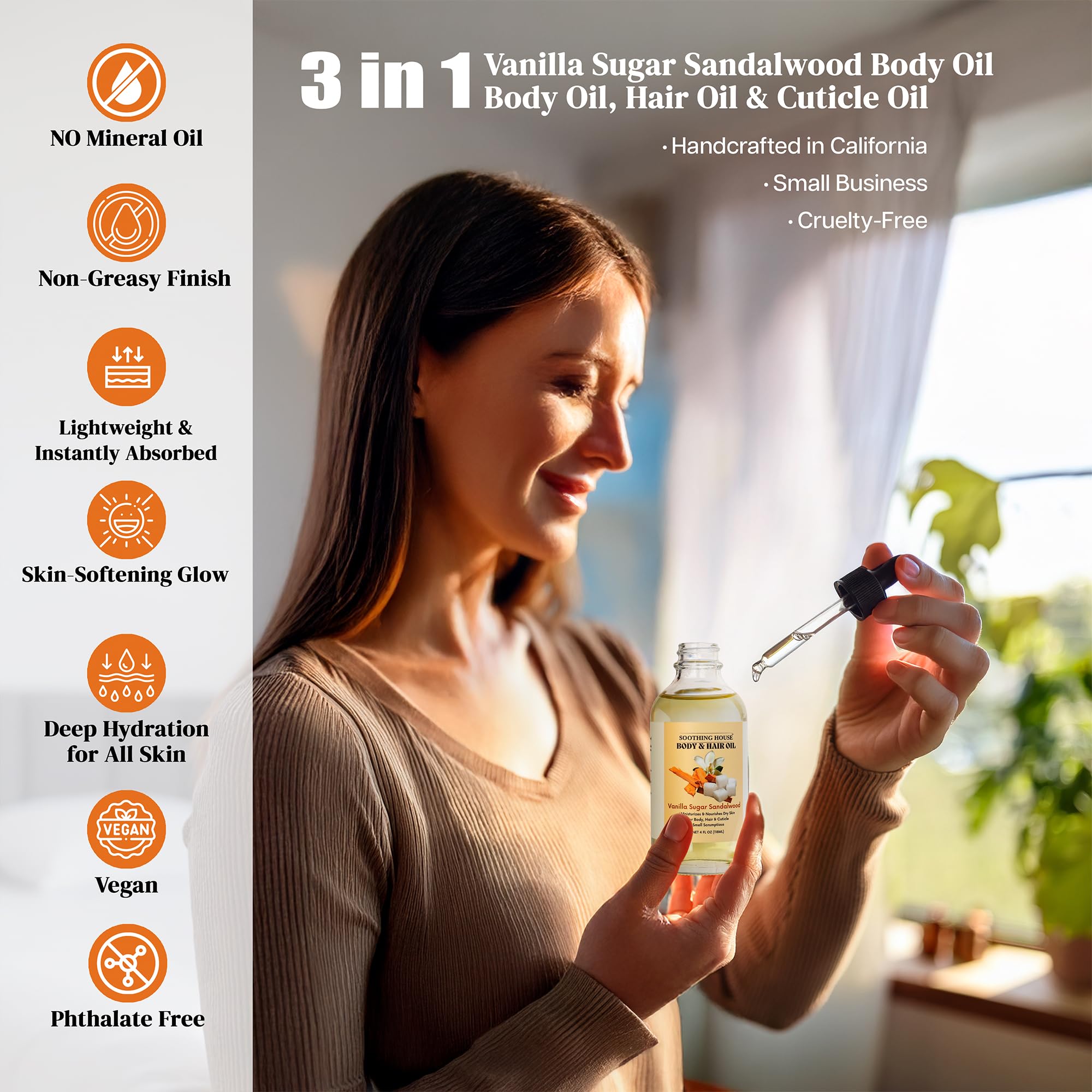 Sweet Pineapple Body Oil - Moisturizing Body Oil for Soft, Glowing Skin with Almond & Jojoba Oil (4 fl oz): Vanilla Sugar Sandalwood 4 Fl Oz (Pack of 1)