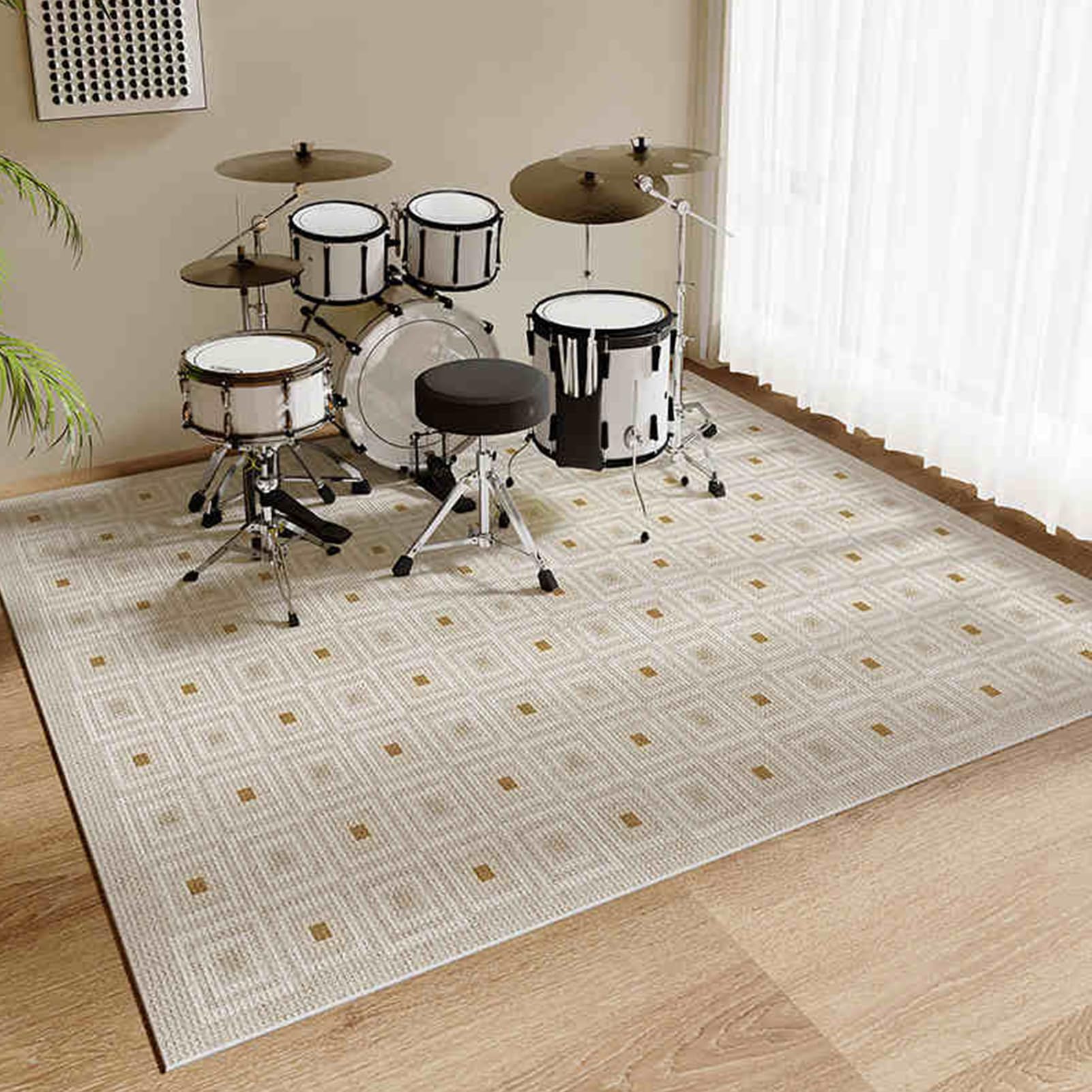 Mata na baterie, dźwiękoszczelna mata bębnowa, instrumenty muzyczne mata podłogowa 200 x 180 cm, mata ochronna, akcesoria perkusyjne, wykładzina antypoślizgowa