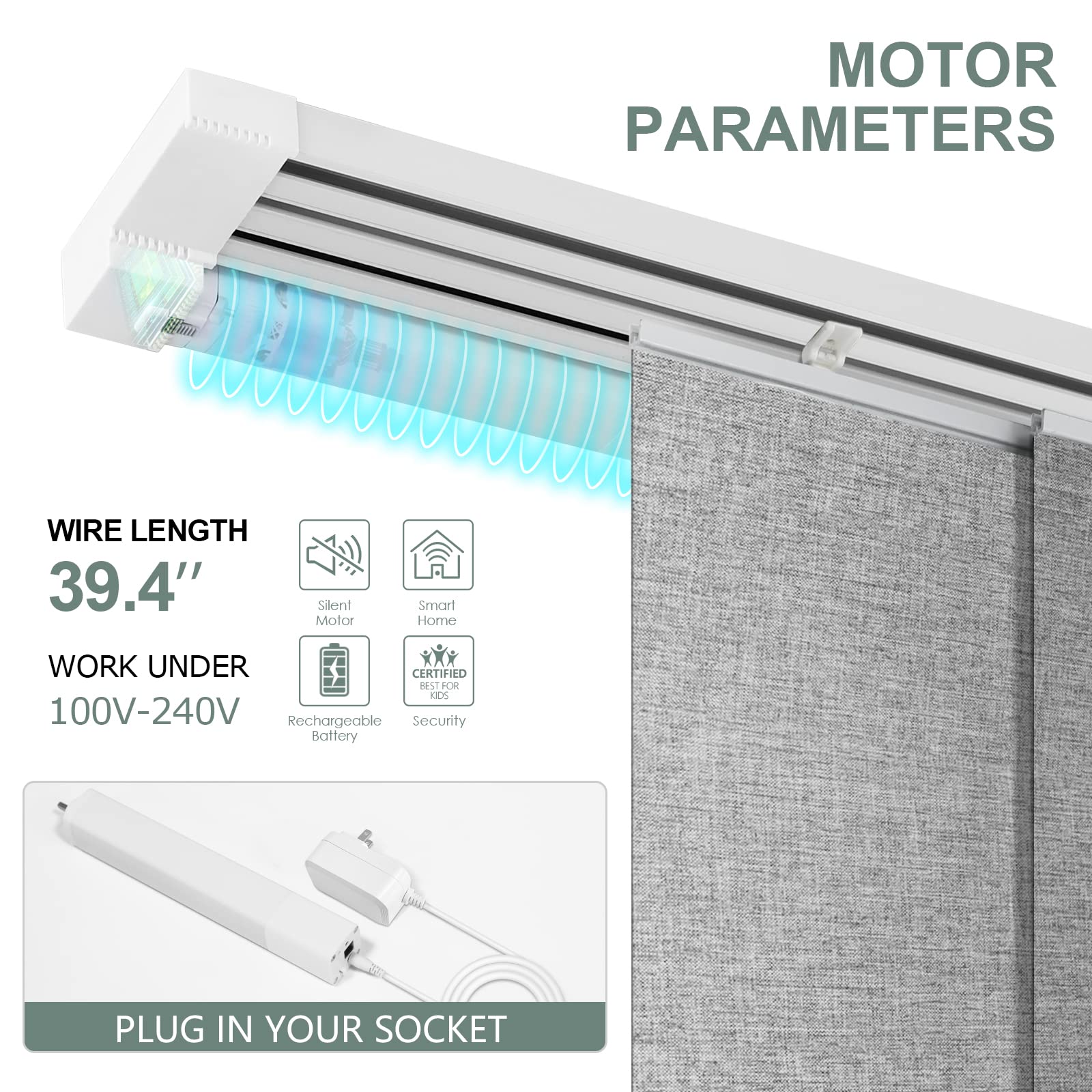 Yoolax Costom smart panel track blinds,motorized sliding panel blinds